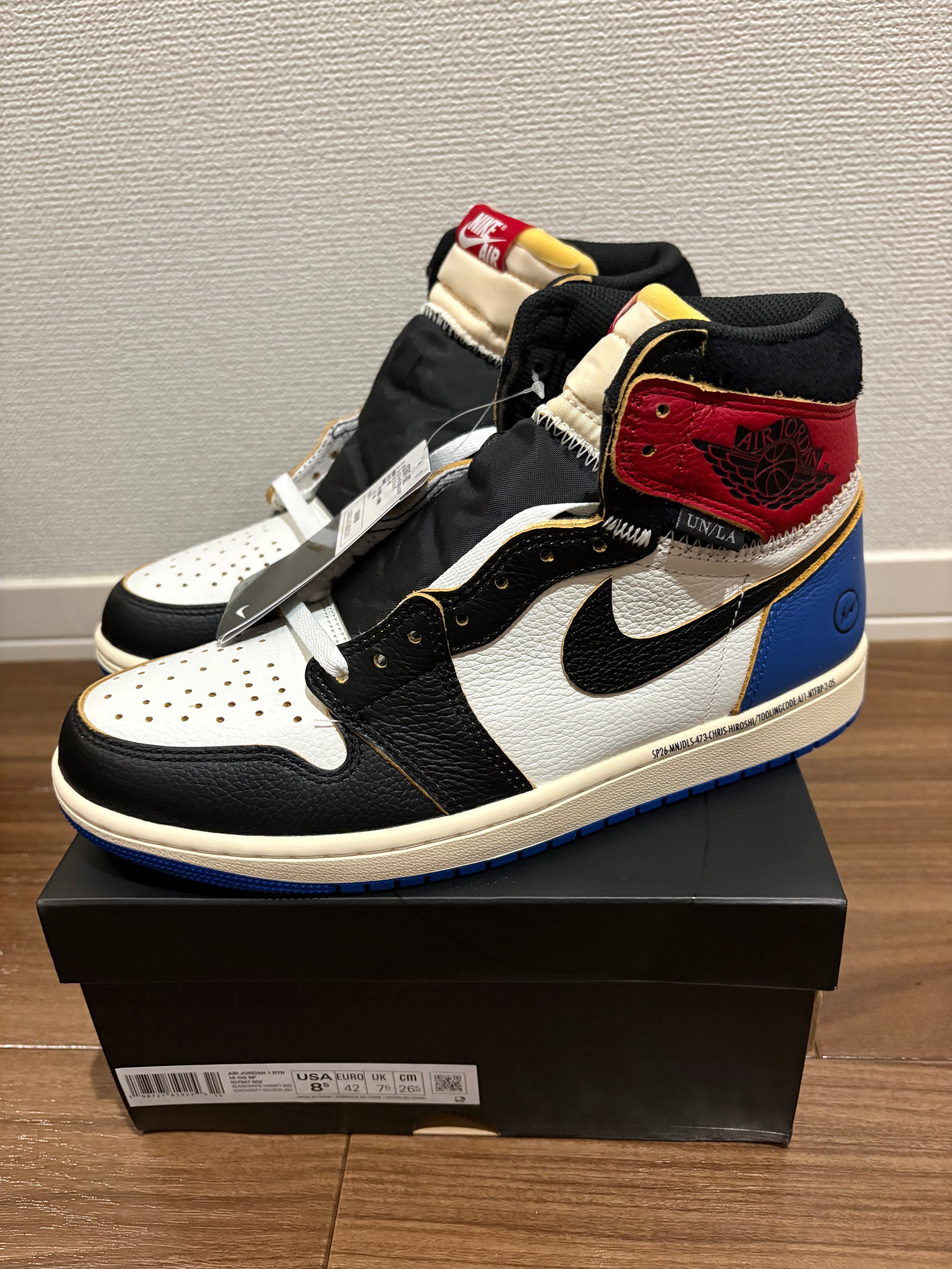 fragment design × UNION × Nike Air Jordan 1 High OG "Black/Varsity Red"