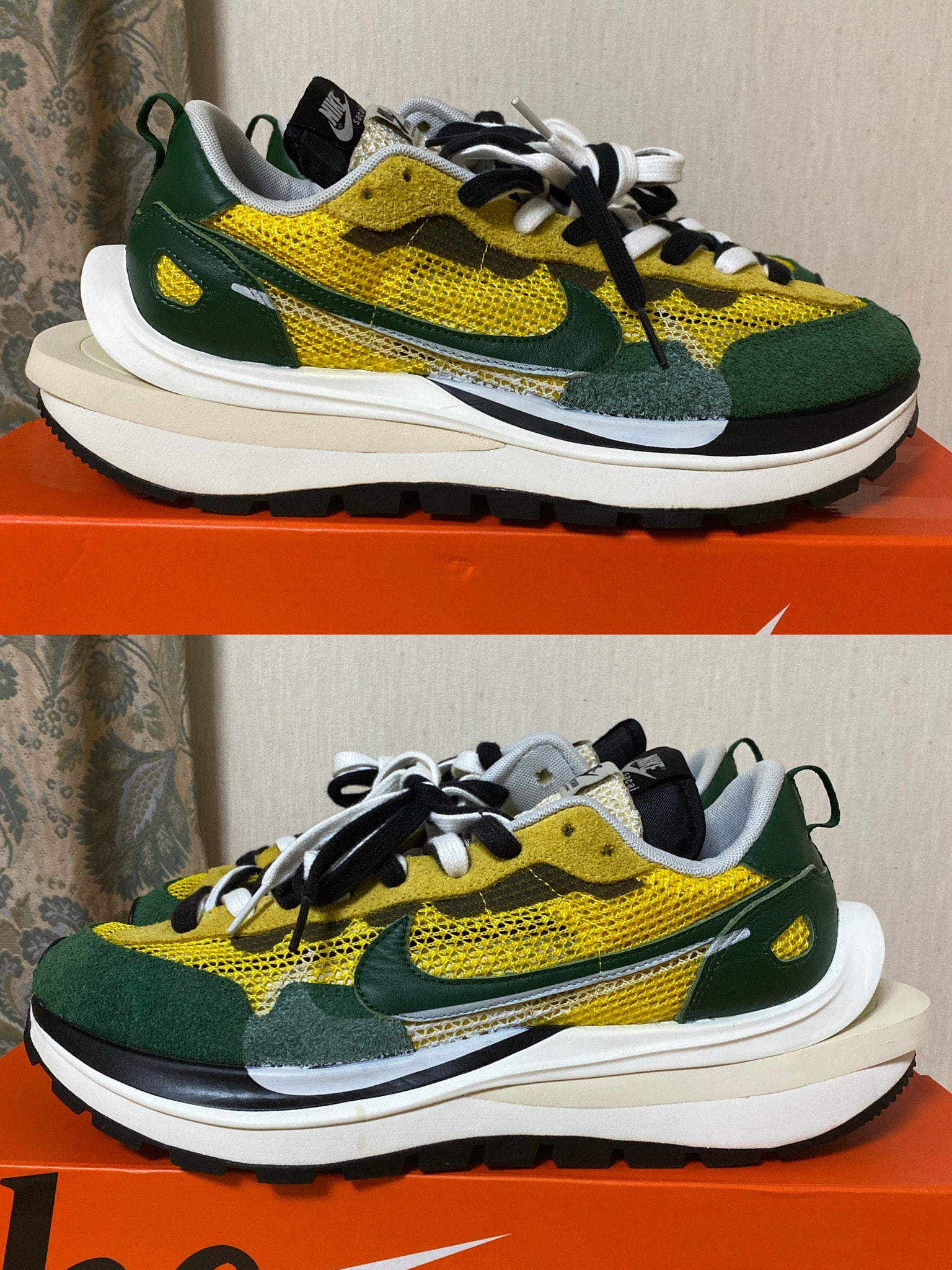 sacai × Nike Vapor Waffle "Tour Yellow/Stadium Green-Sail"