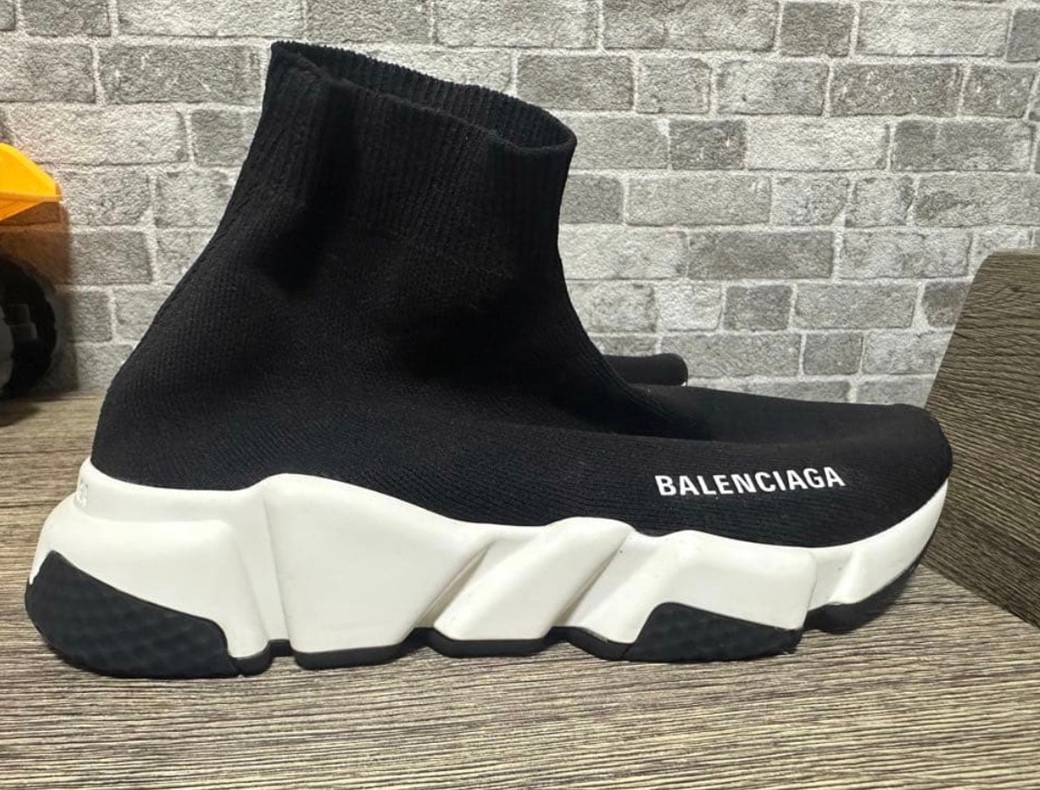 BALENCIAGA Women's Speed 2.0 Recycled Knit Trainer Shoes Bi-Color Sole "Black"