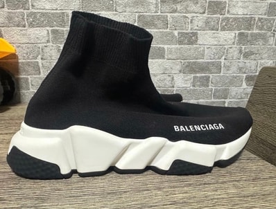 BALENCIAGA Women's Speed 2.0 Recycled Knit Trainer Shoes Bi-Color Sole "Black"
