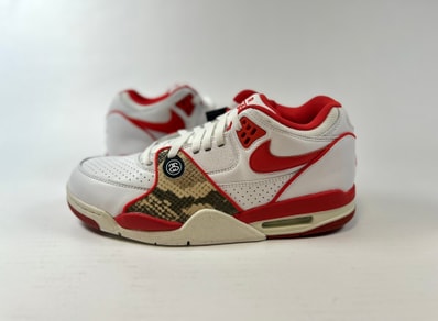 Stussy × Nike Air Flight 89 Low SP "White Habanero Red"