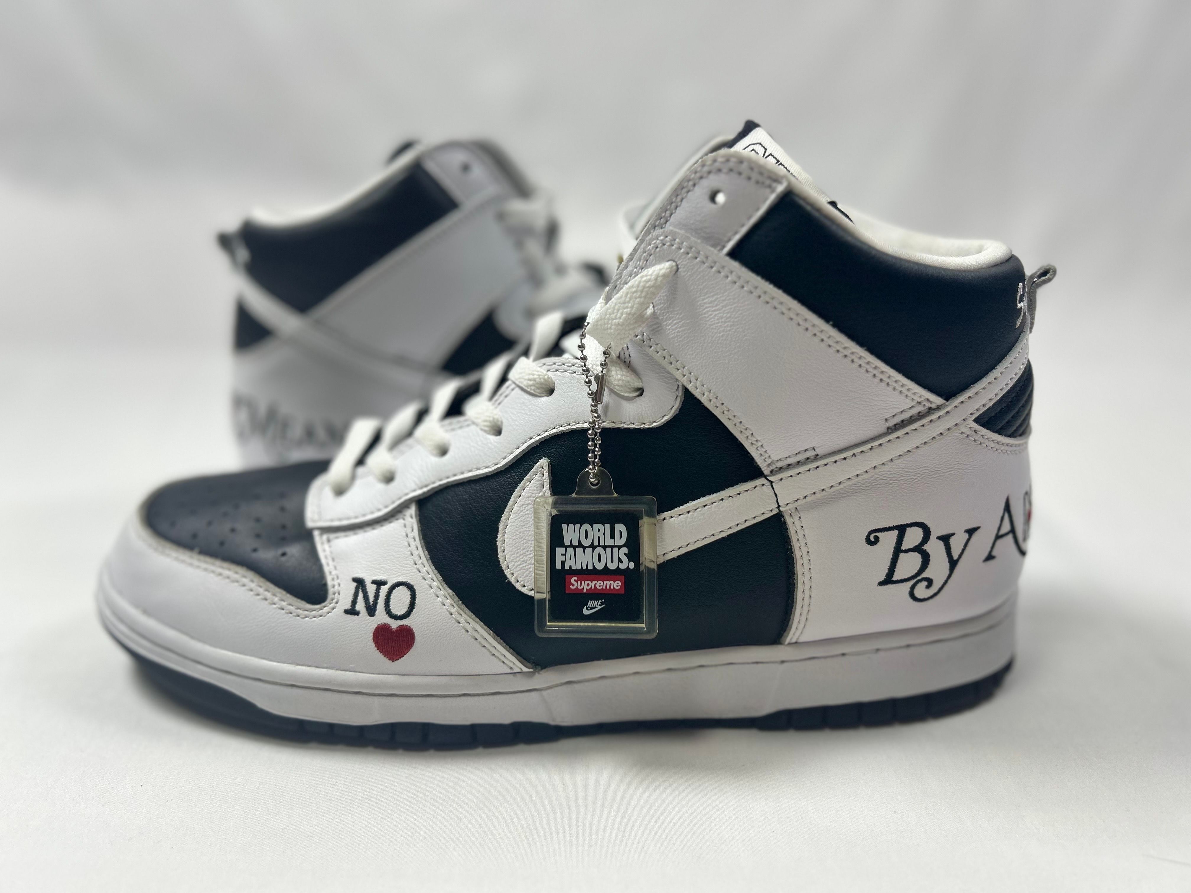 Supreme × Nike SB Dunk High By Any Means "White Black"