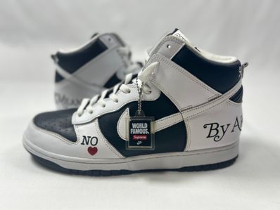 Supreme × Nike SB Dunk High By Any Means "White Black"