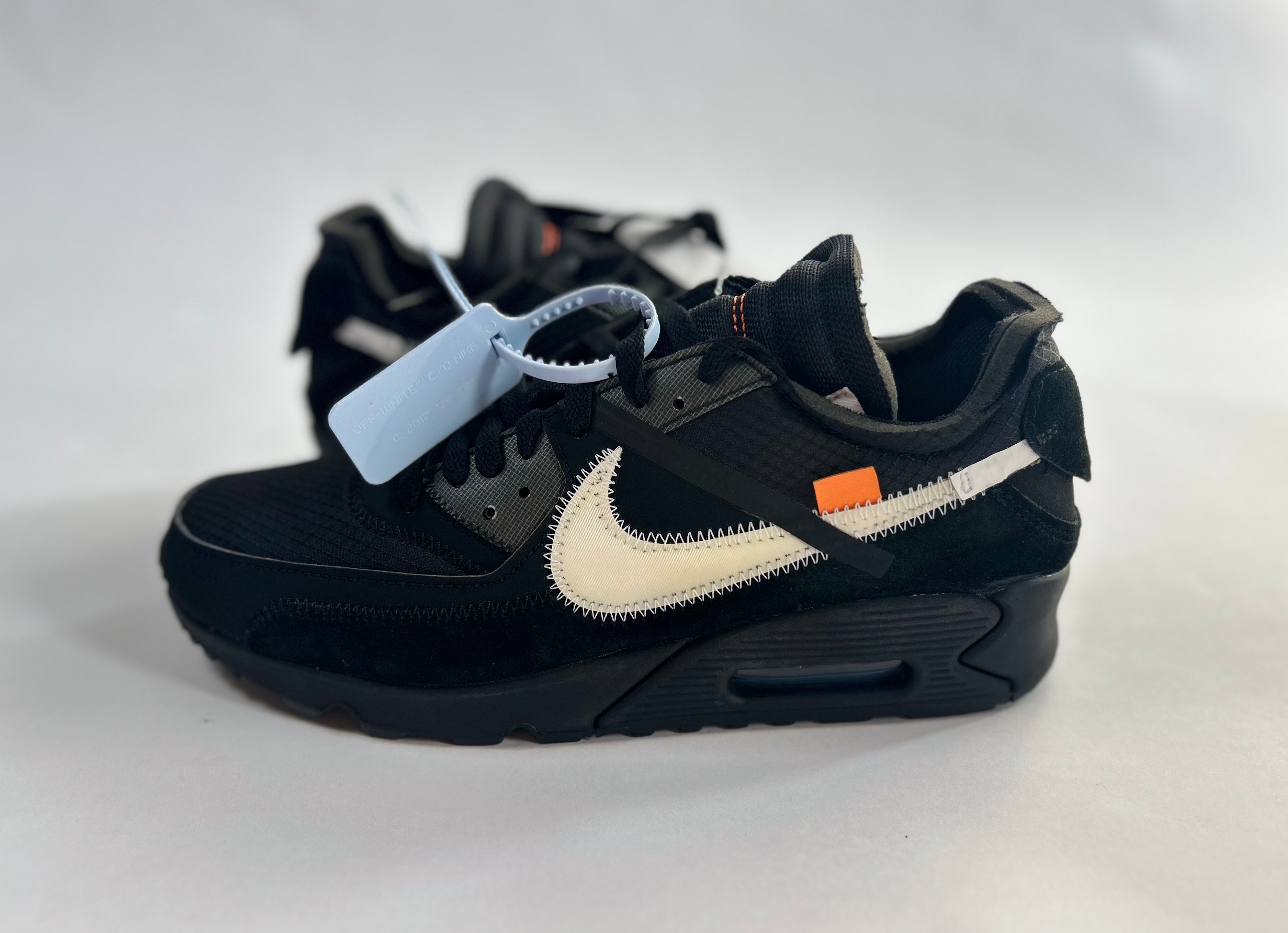 Off-White × Nike Air Max 90 "Black/Black-Cone-White"