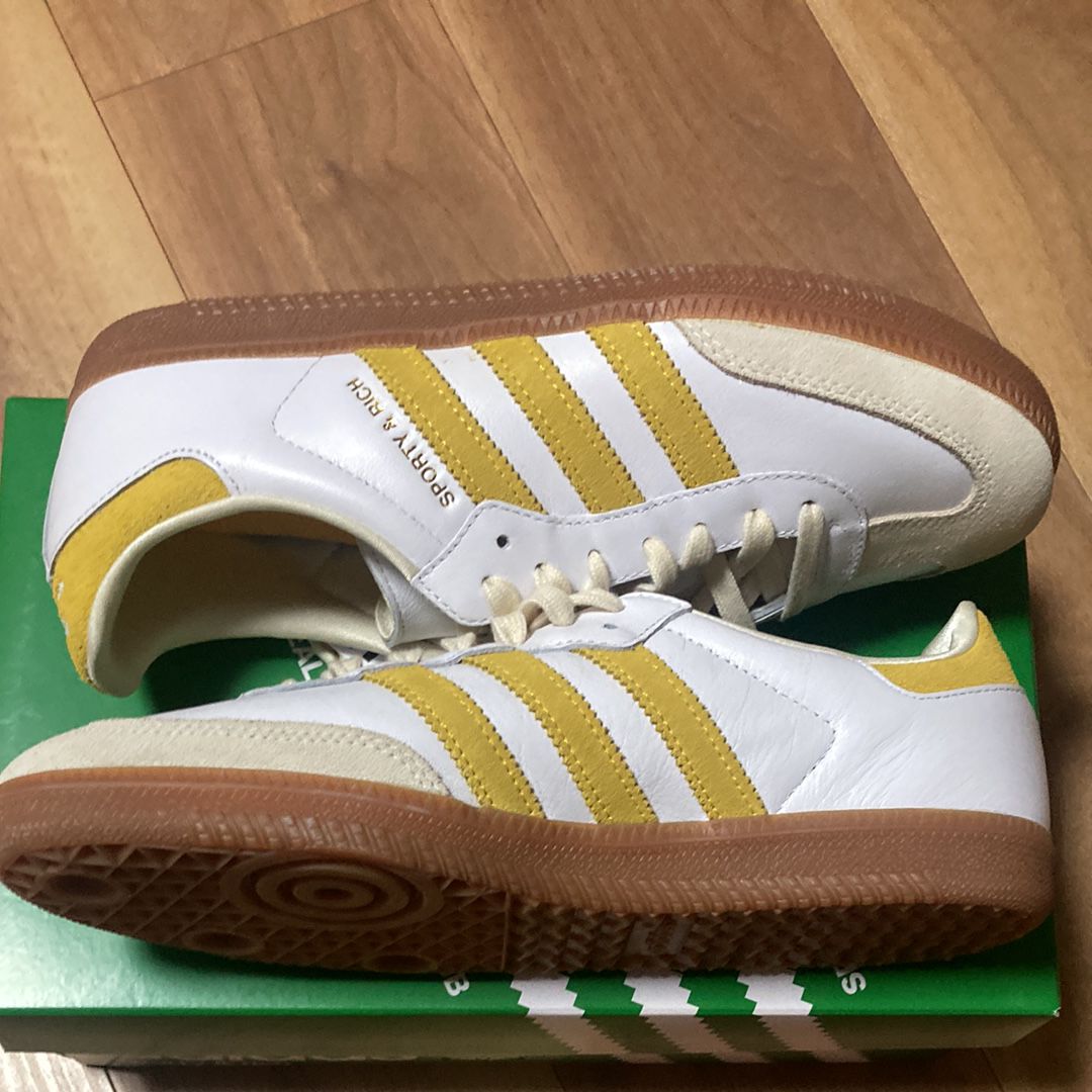 Sporty & Rich × adidas Samba OG "White/Bold Gold"