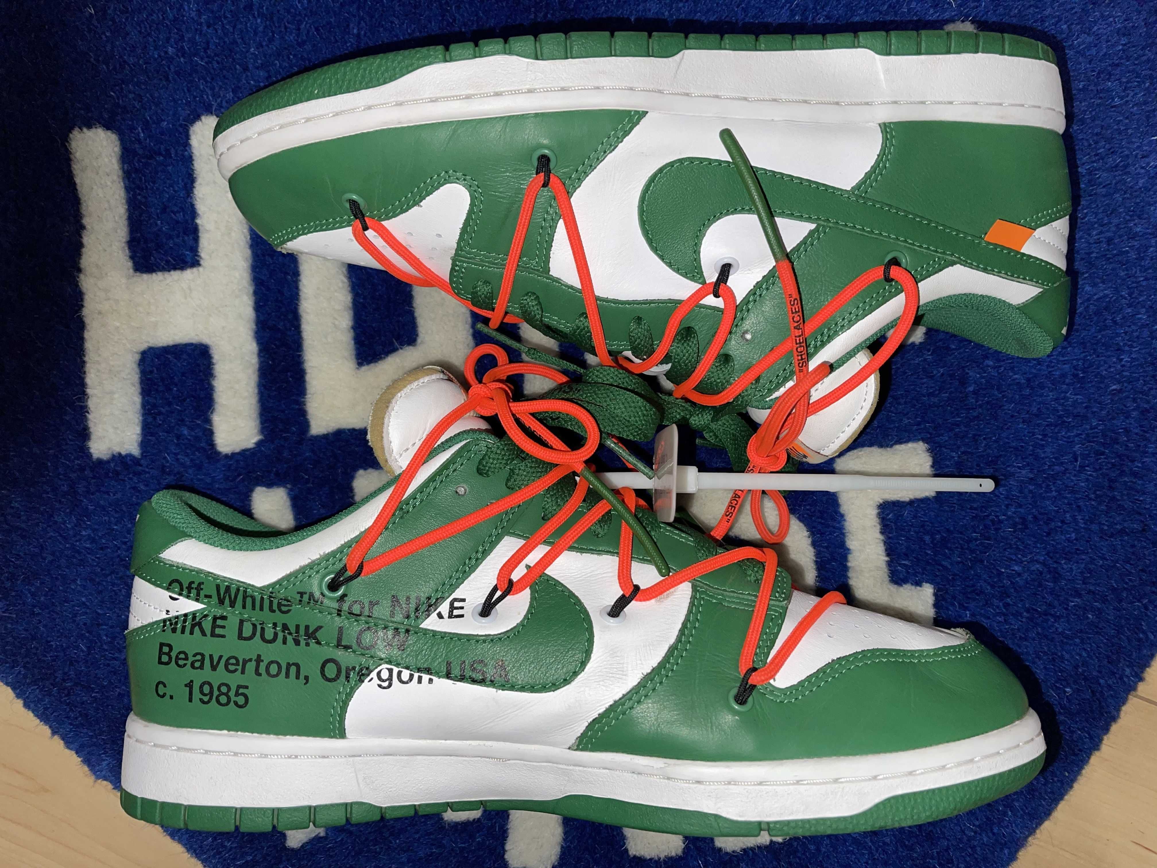 Off-White × Nike Dunk Low "White/Pine Green"