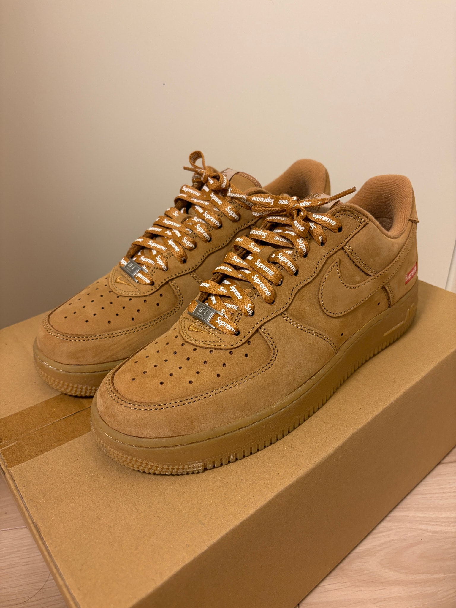 Supreme × Nike Air Force 1 Low "Flax/Wheat"