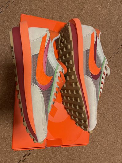 CLOT × Sacai × Nike LD Waffle "Orange Blaze"
