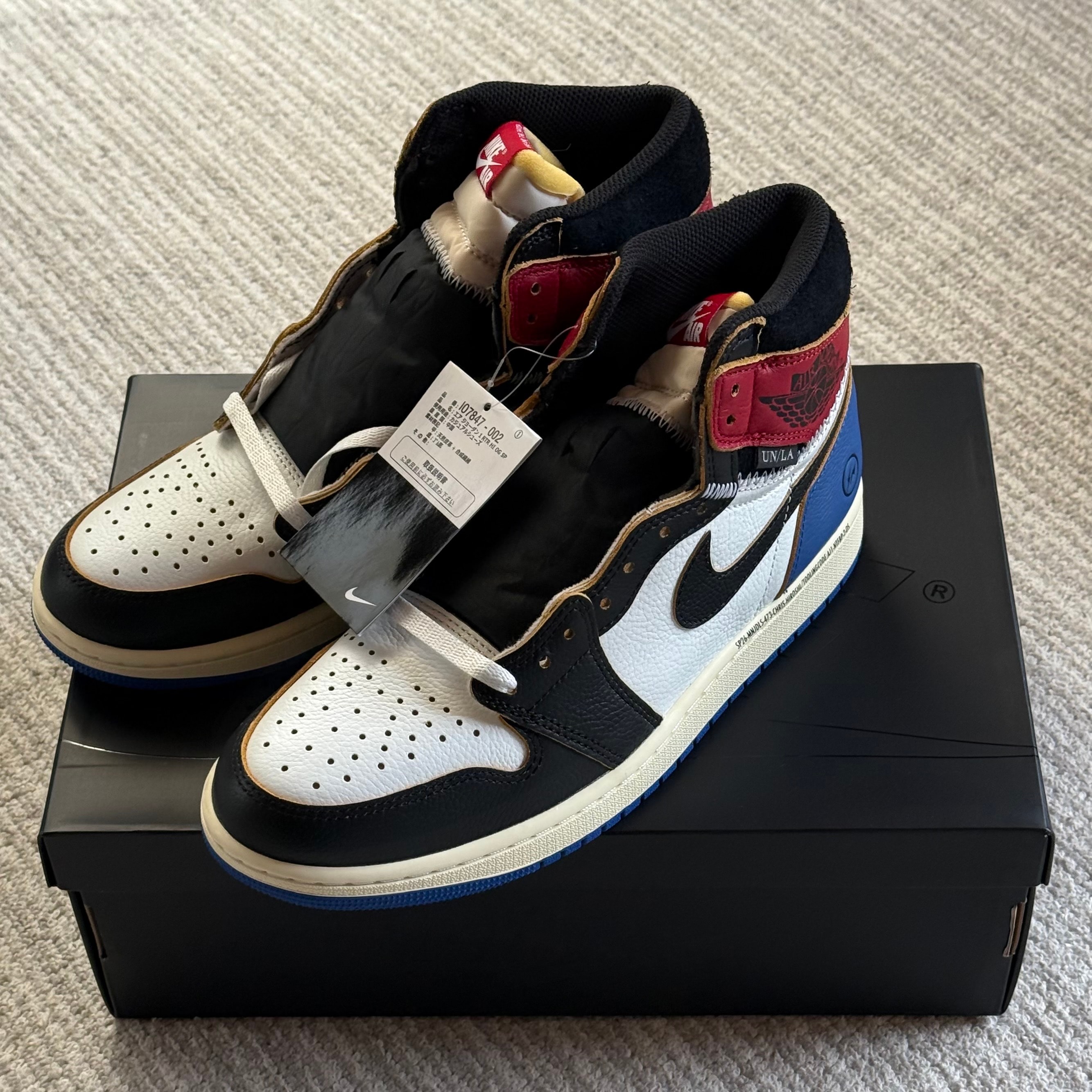 fragment design × UNION × Nike Air Jordan 1 High OG "Black/Varsity Red"