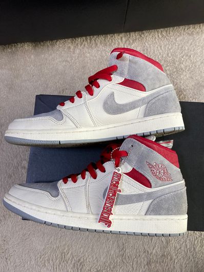 SNS×NIKE AIR JORDAN 1 MID "GREY/RED"