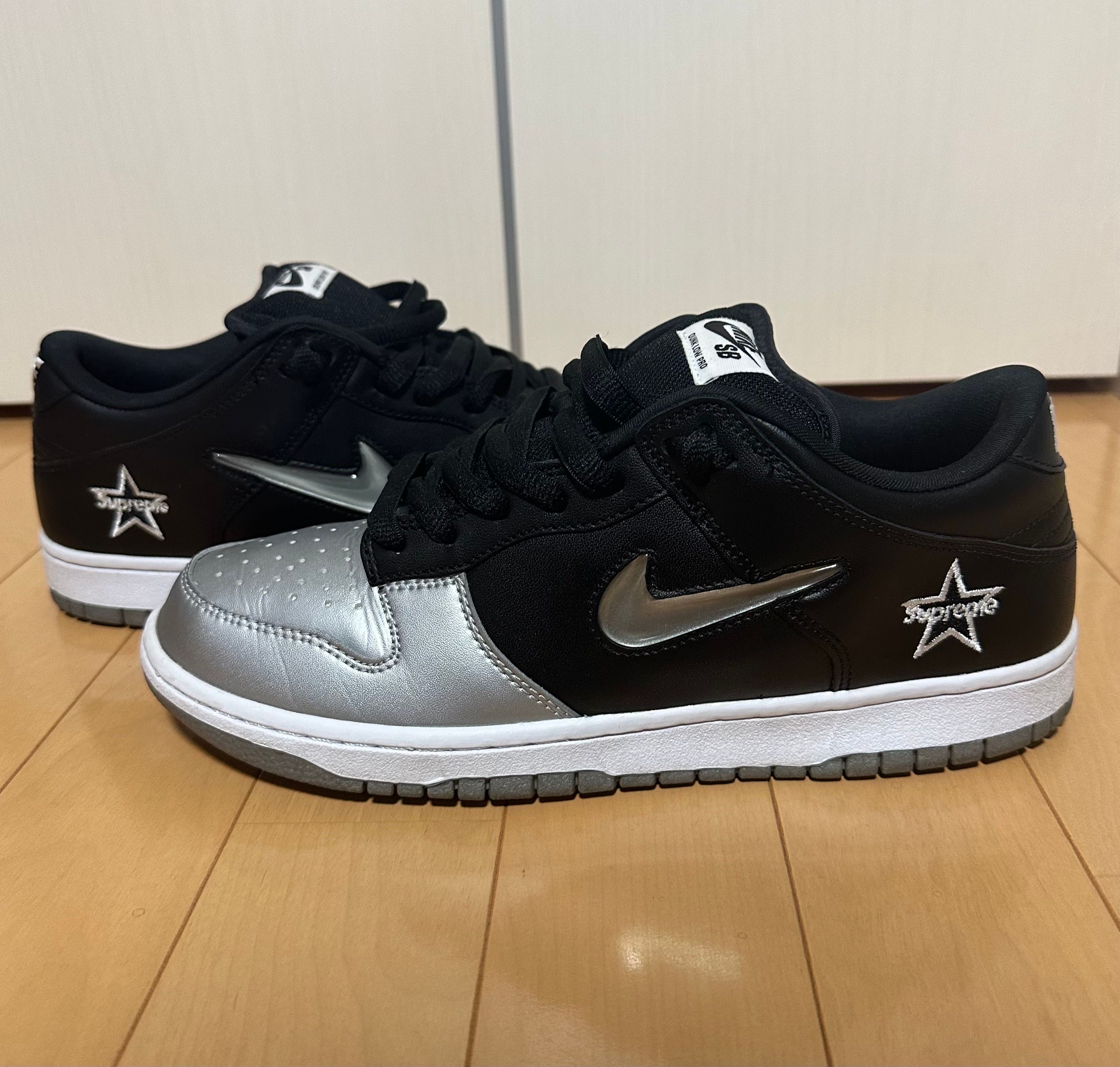 Supreme × Nike Dunk Low "Metallic Silver/Black"