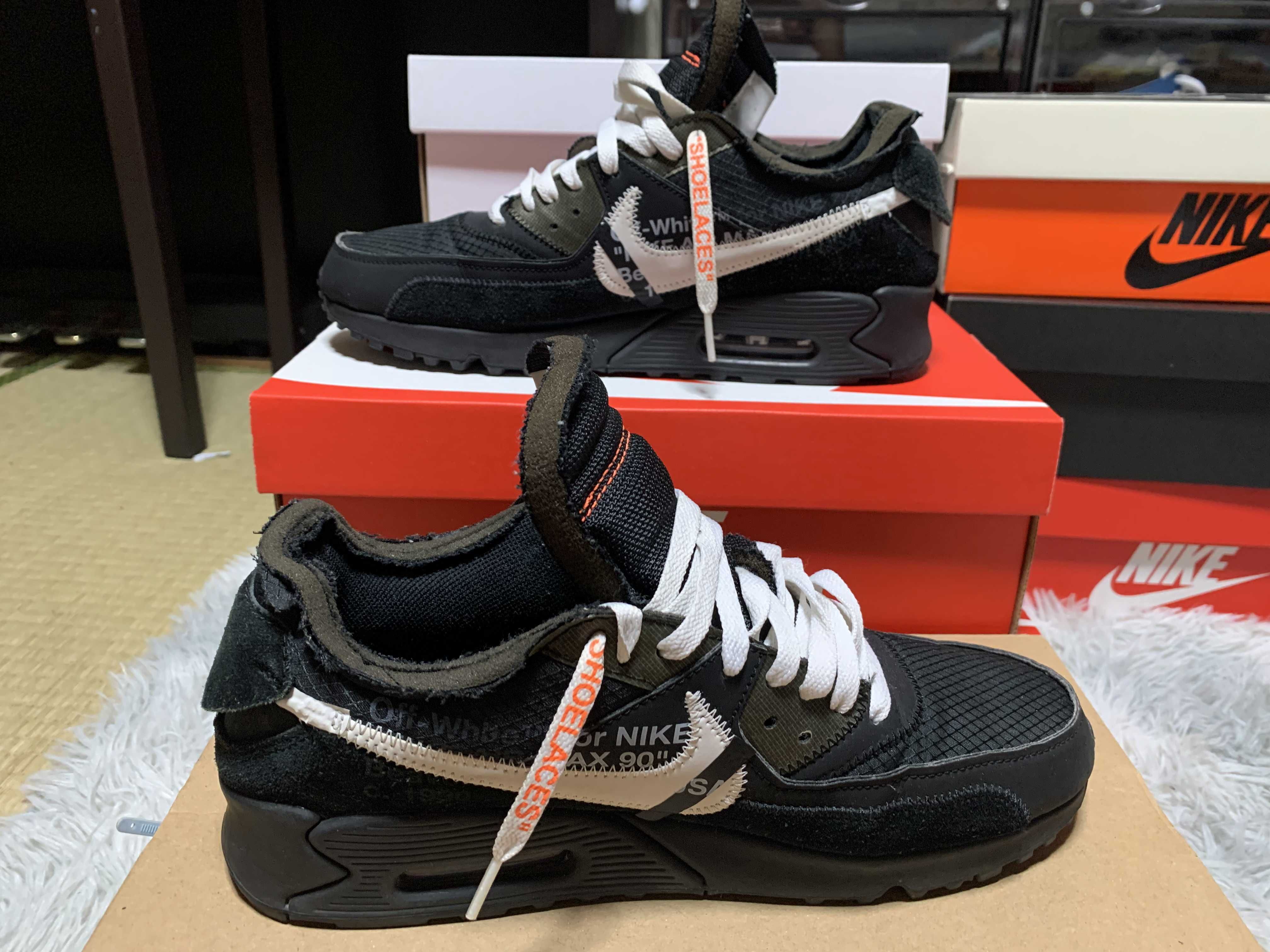 Off-White × Nike Air Max 90 "Black/Black-Cone-White"