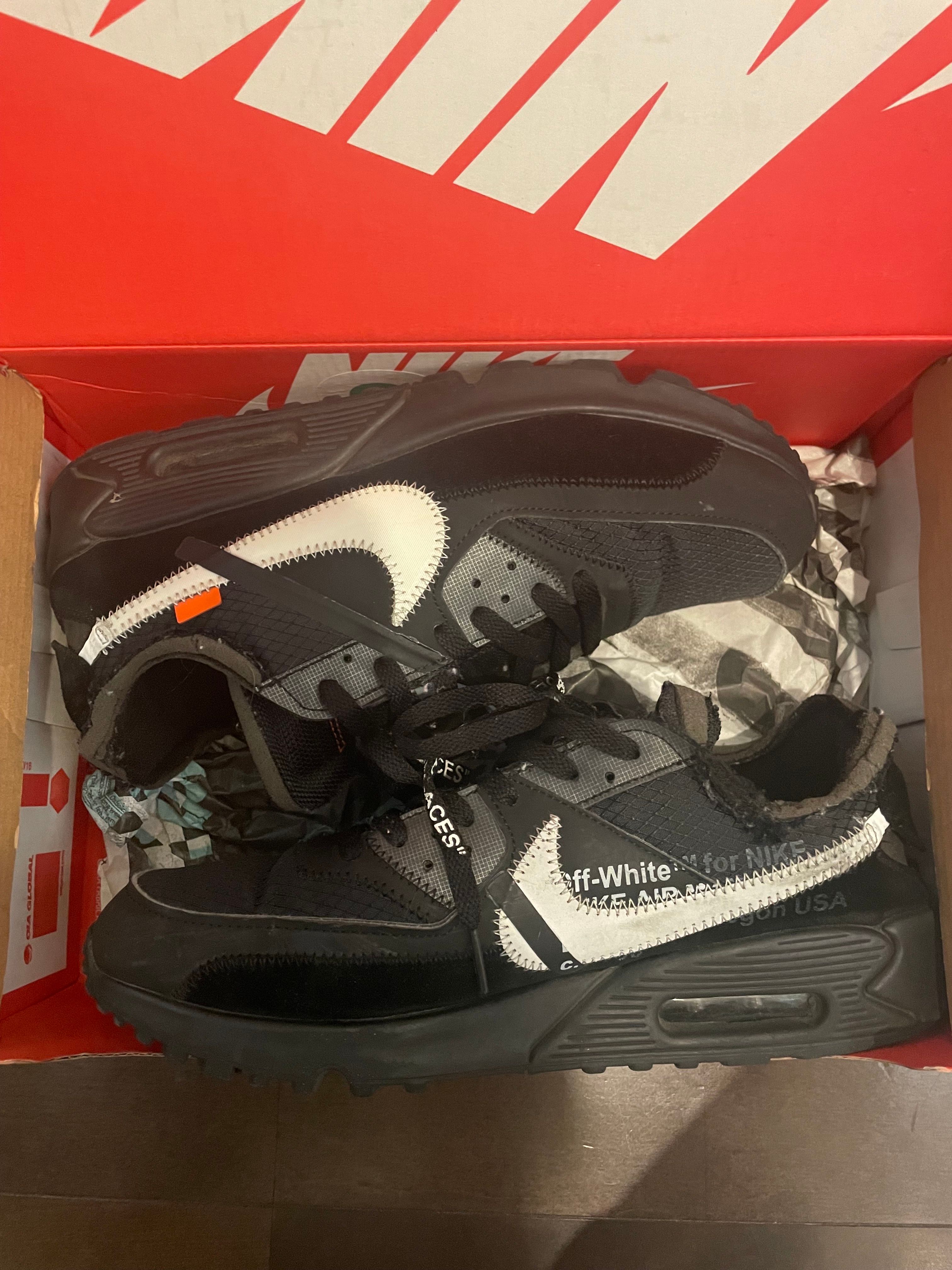 Off-White × Nike Air Max 90 "Black/Black-Cone-White"