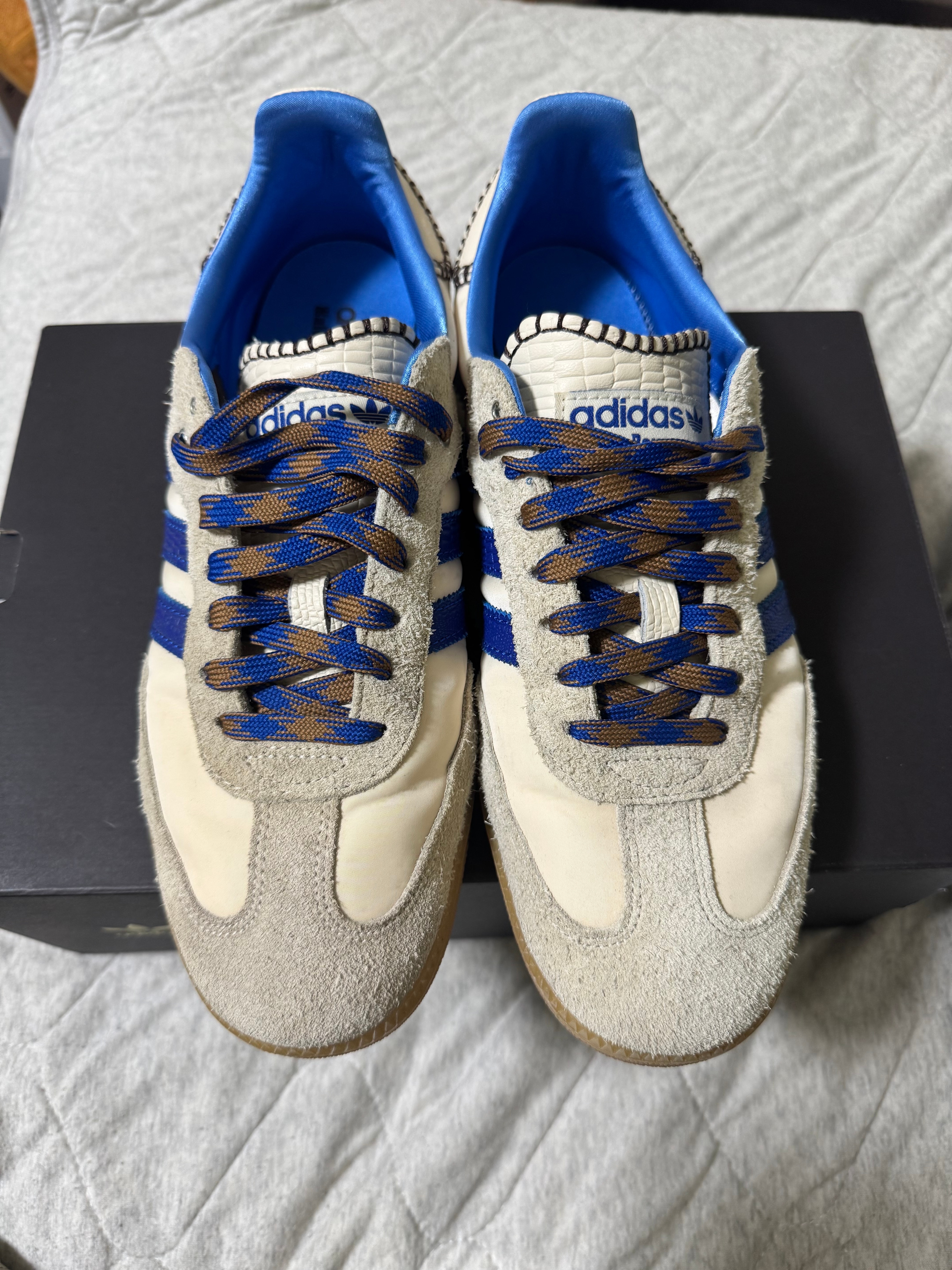 Wales Bonner × adidas Nylon Samba "Wonder Clay/Team Royal Blue/Wonder White"