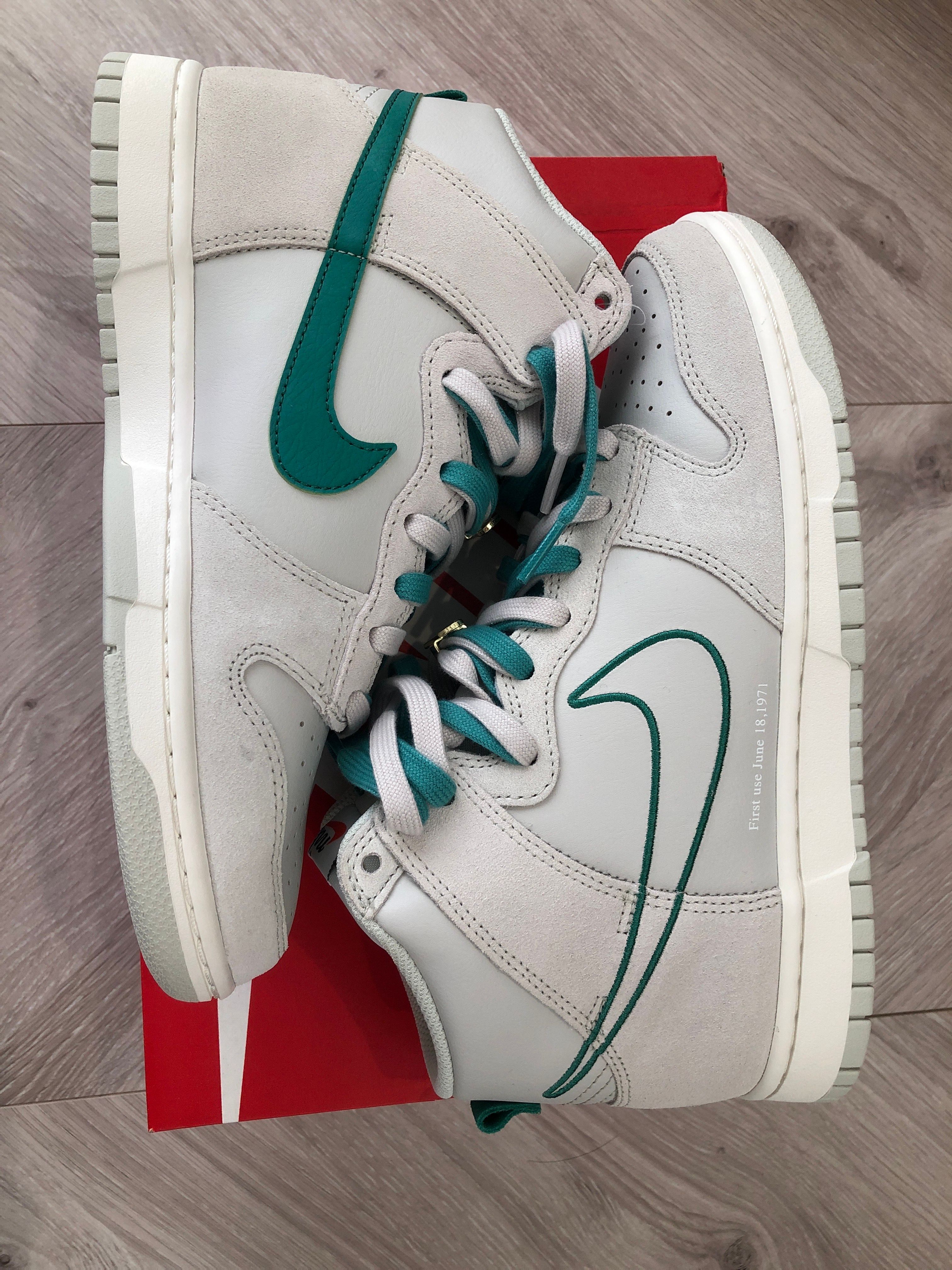 Nike Dunk High SE First Use "Light Bone/Green Noise"