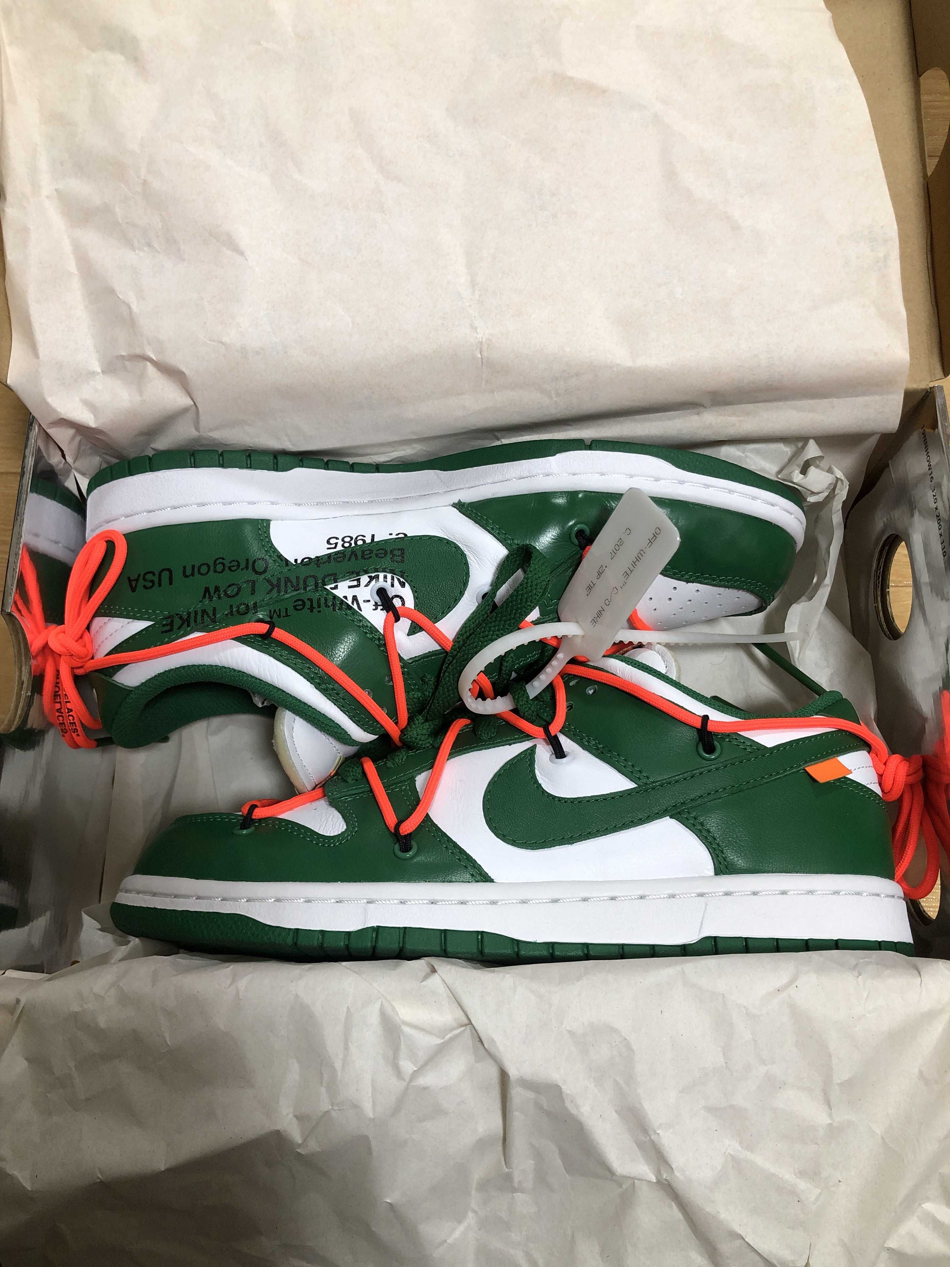 Off-White × Nike Dunk Low "White/Pine Green"