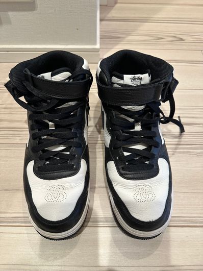 Stussy × Nike Air Force 1 Mid "Black and Light Bone"