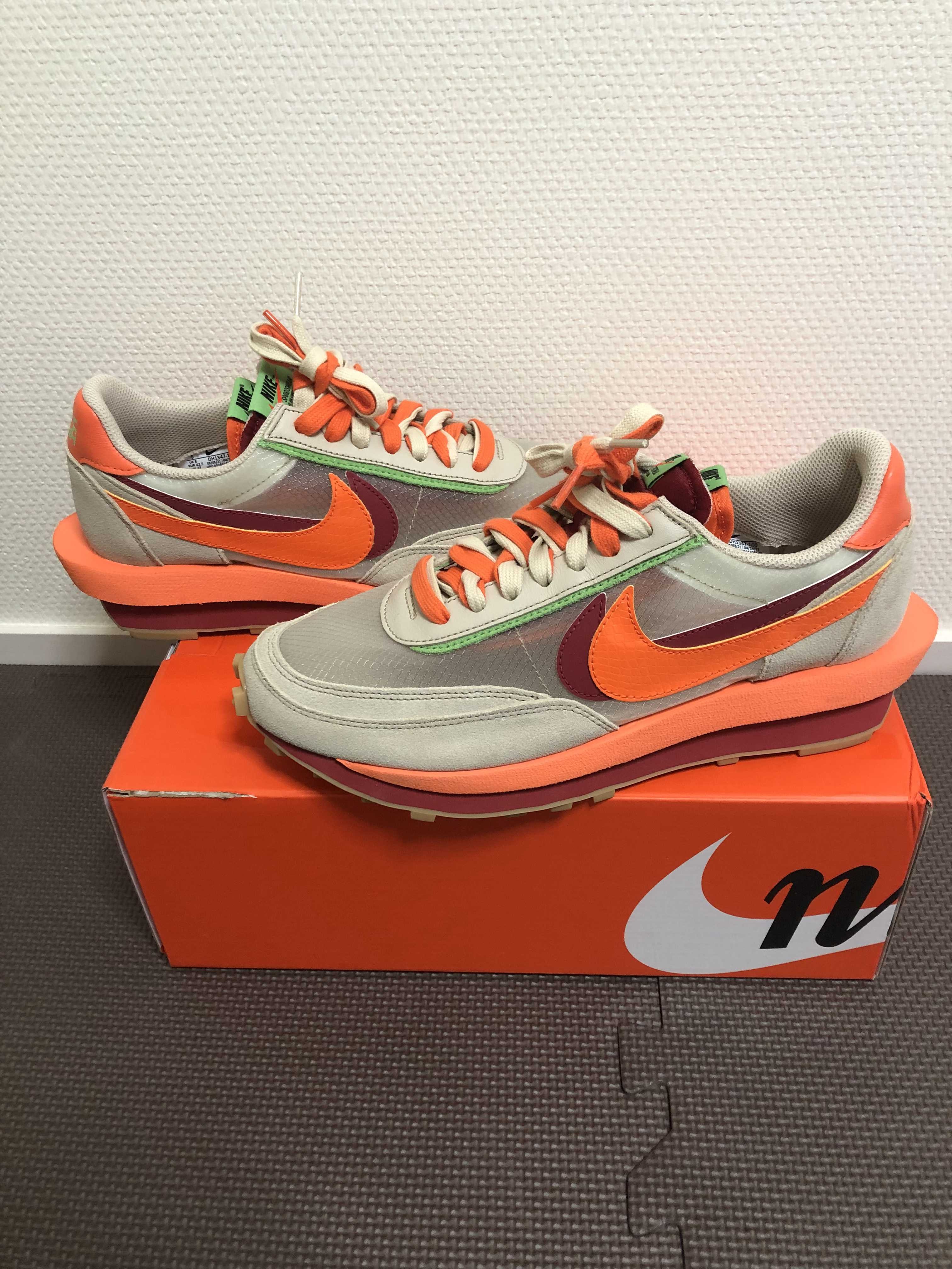 CLOT × Sacai × Nike LD Waffle "Orange Blaze"