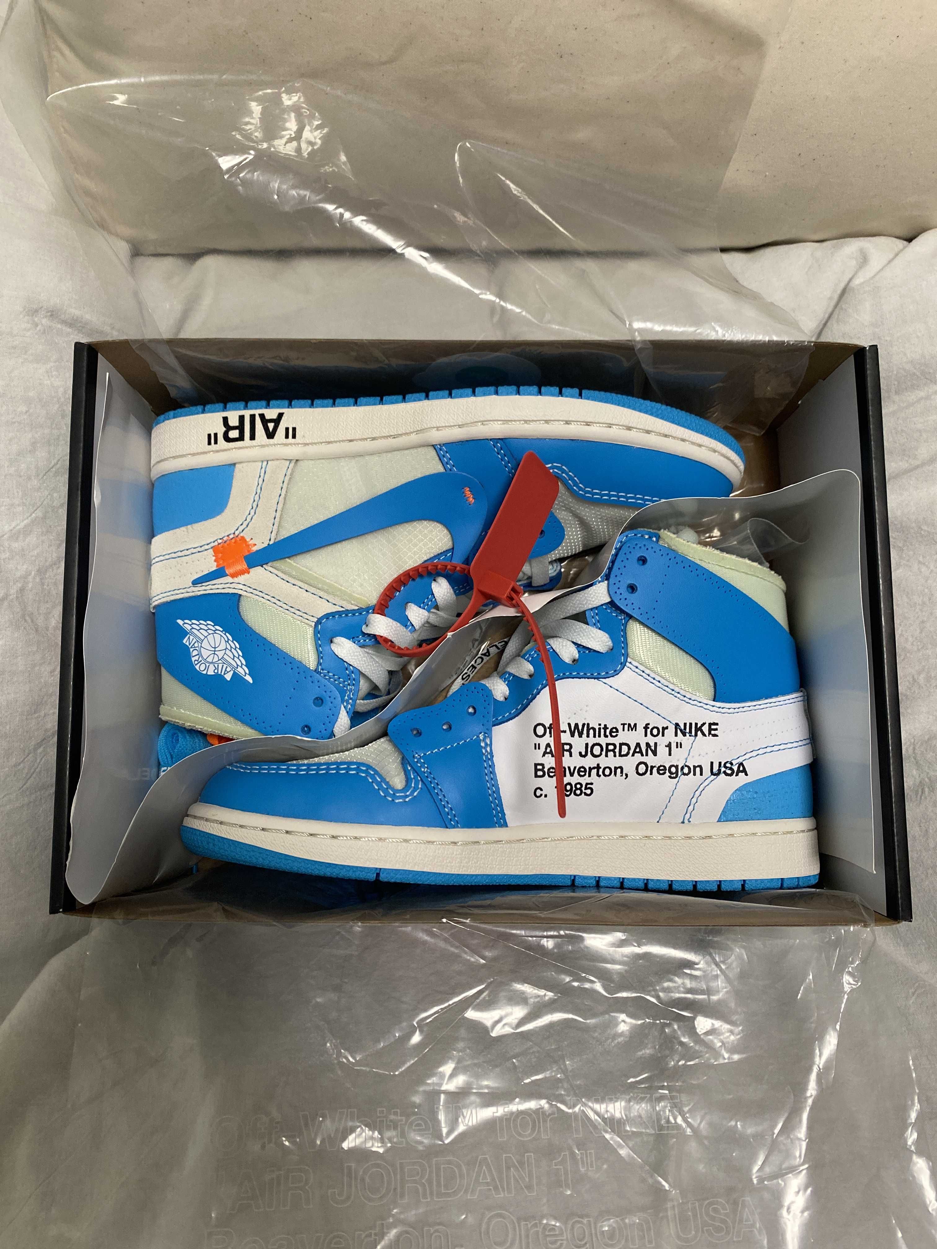 Off-White × Nike Air Jordan 1 High UNC "White/Dark Powder Blue"