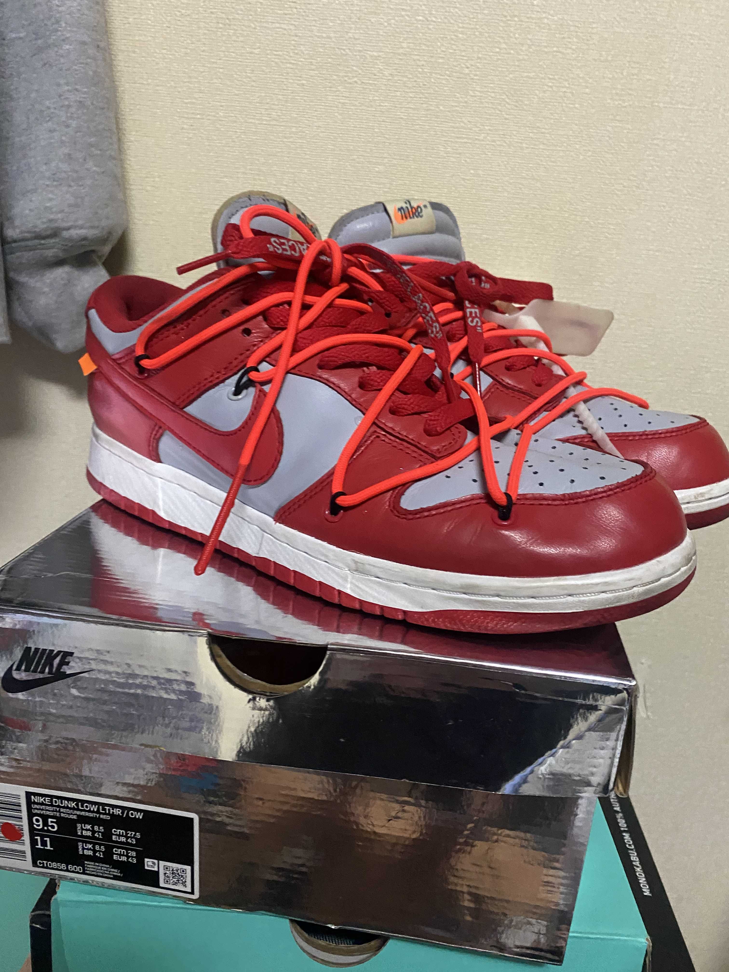 Off-White × Nike Dunk Low "University Red/Wolf Grey"