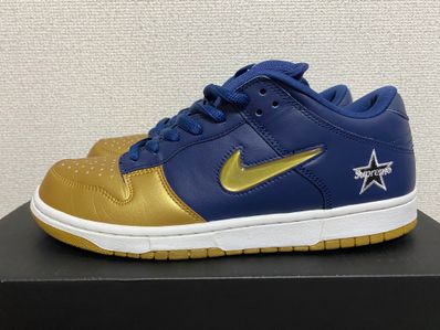 Supreme × Nike SB Dunk Low OG QS "Metallic Gold/Navy"