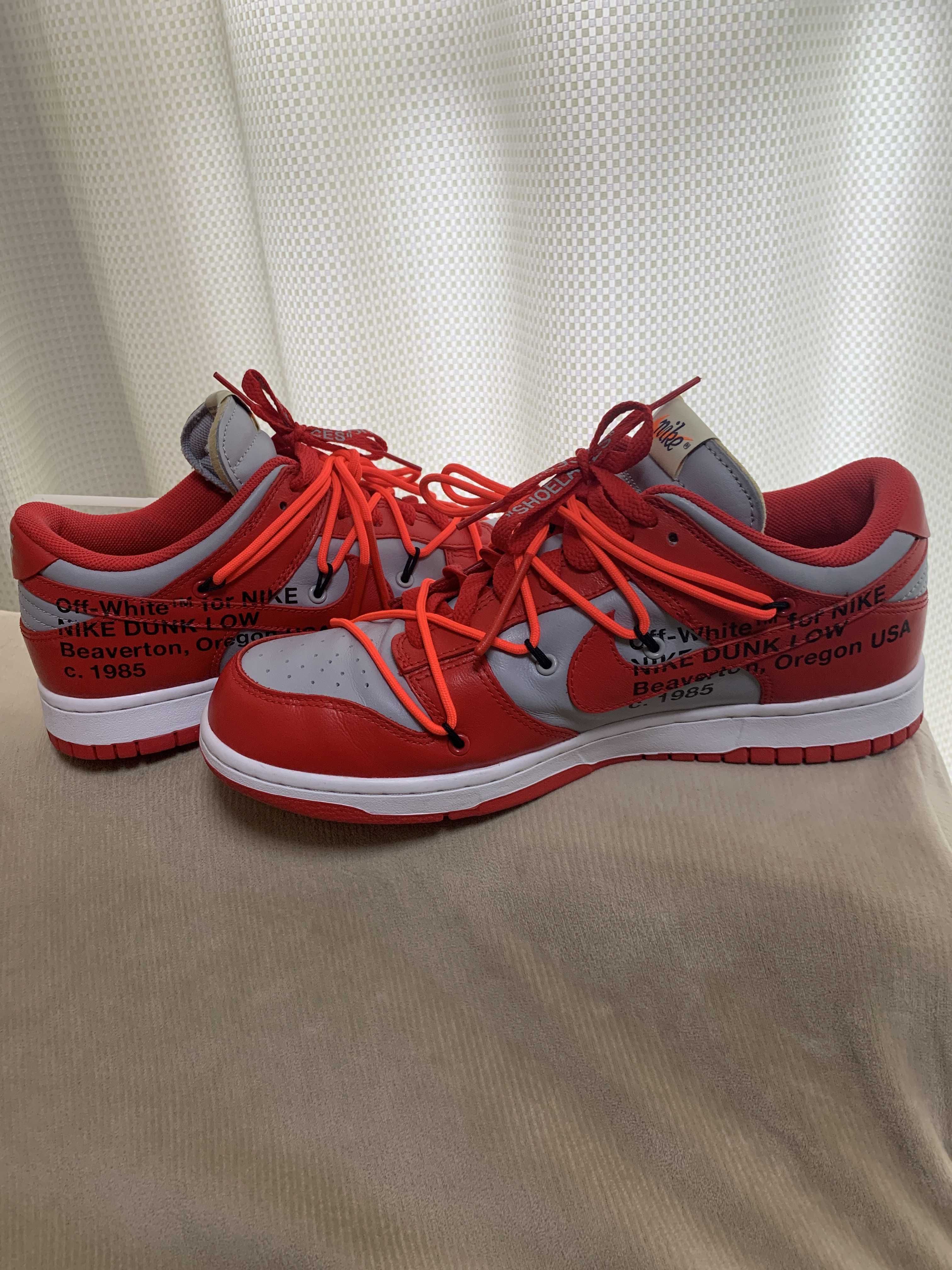 Off-White × Nike Dunk Low "University Red/Wolf Grey"