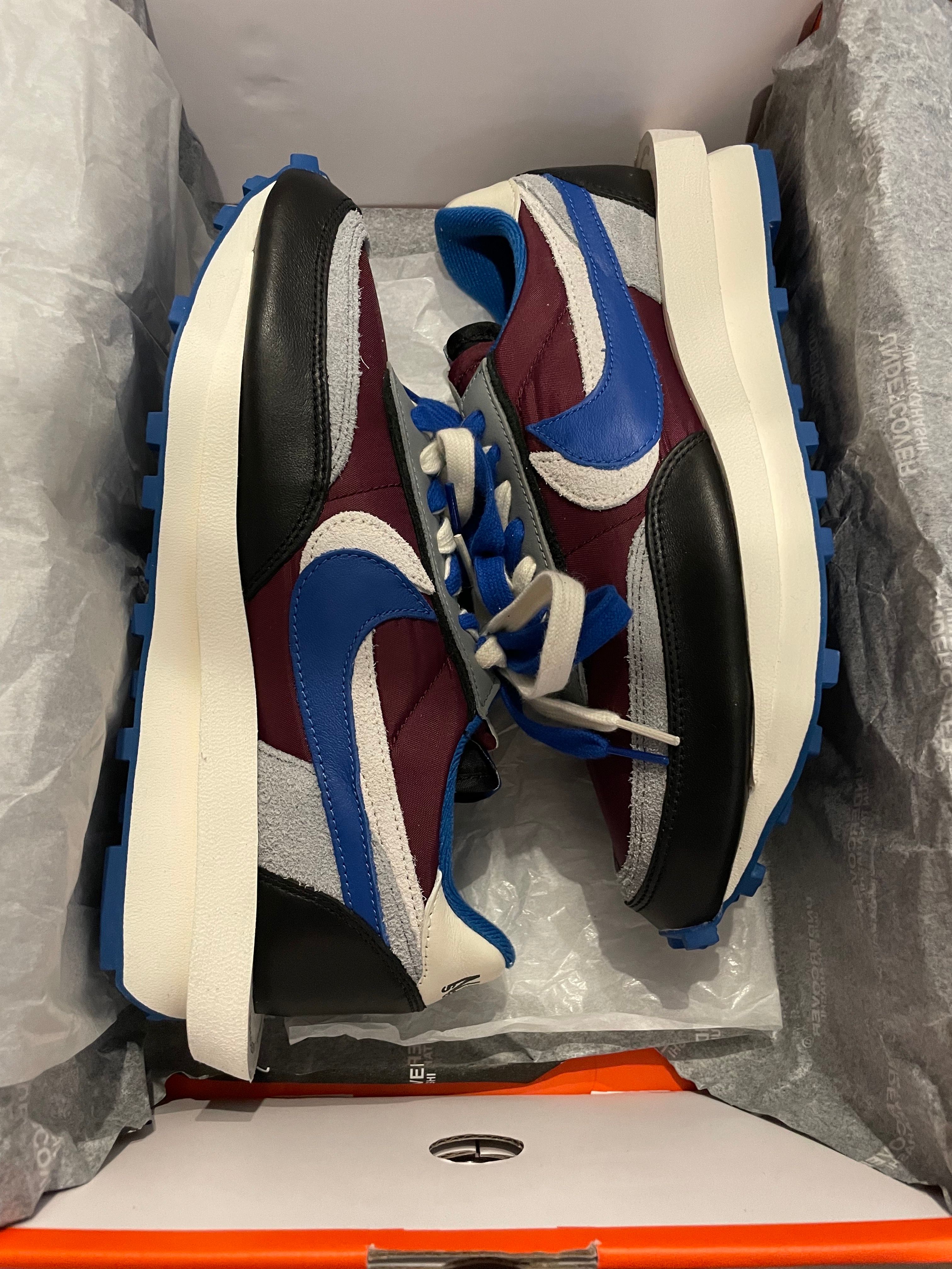 UNDERCOVER × sacai × Nike LD Waffle "Night Maroon/Pale Ivory-Ground Grey-Team Royal"