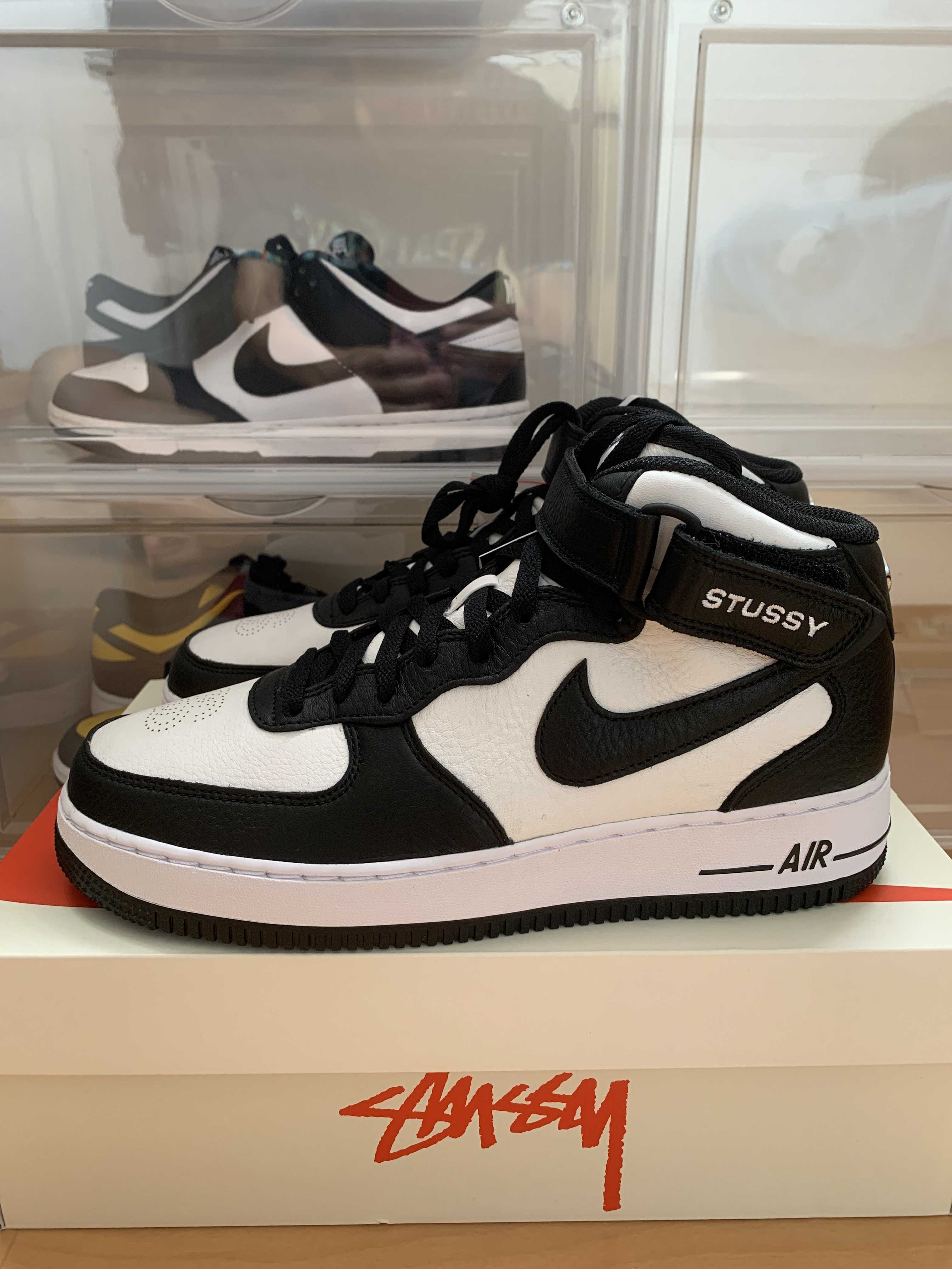 Stussy × Nike Air Force 1 Mid "Black and Light Bone"