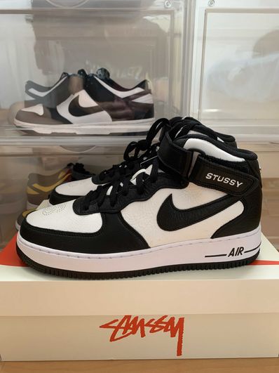 Stussy × Nike Air Force 1 Mid "Black and Light Bone"