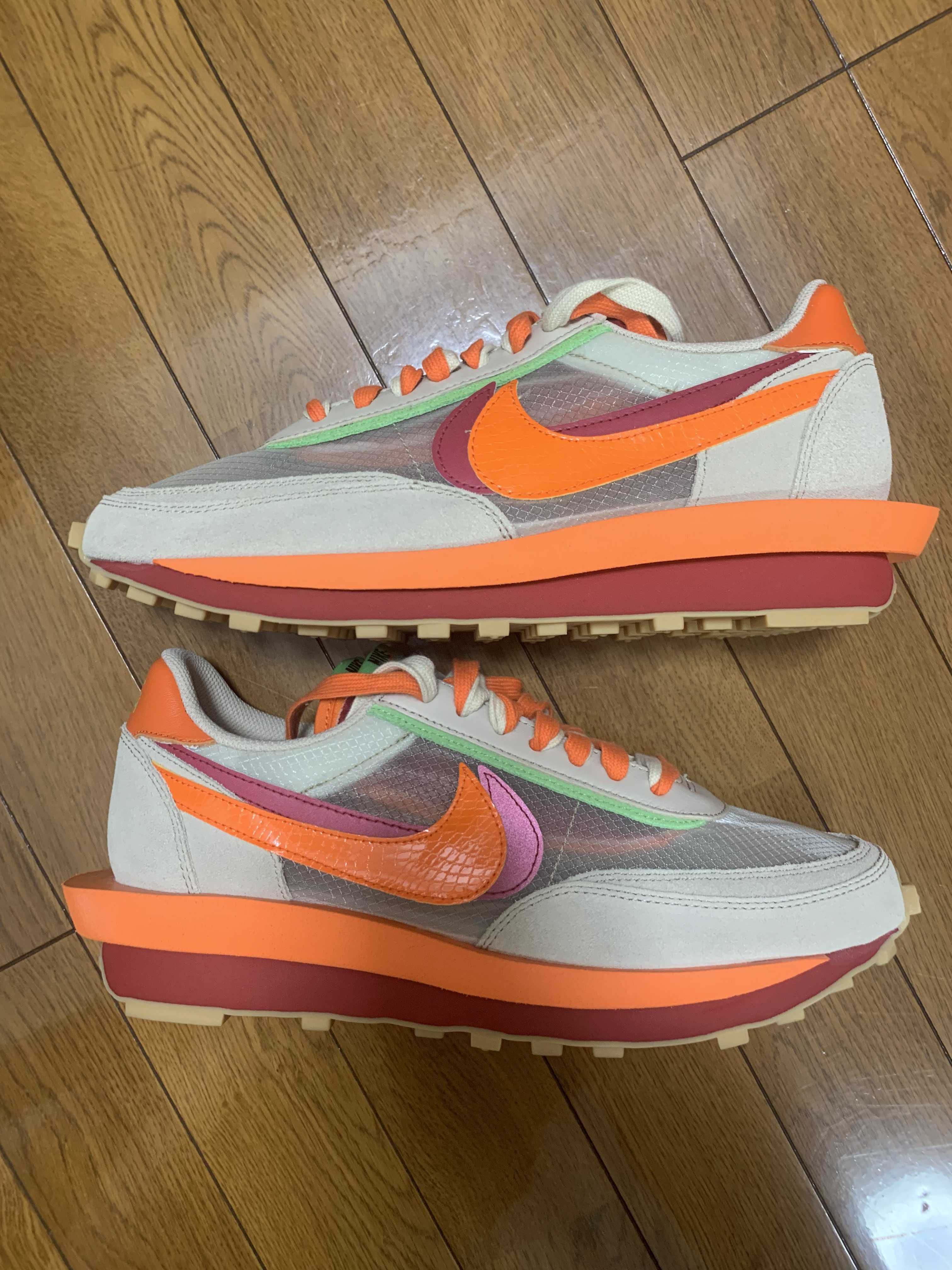 CLOT × Sacai × Nike LD Waffle "Orange Blaze"