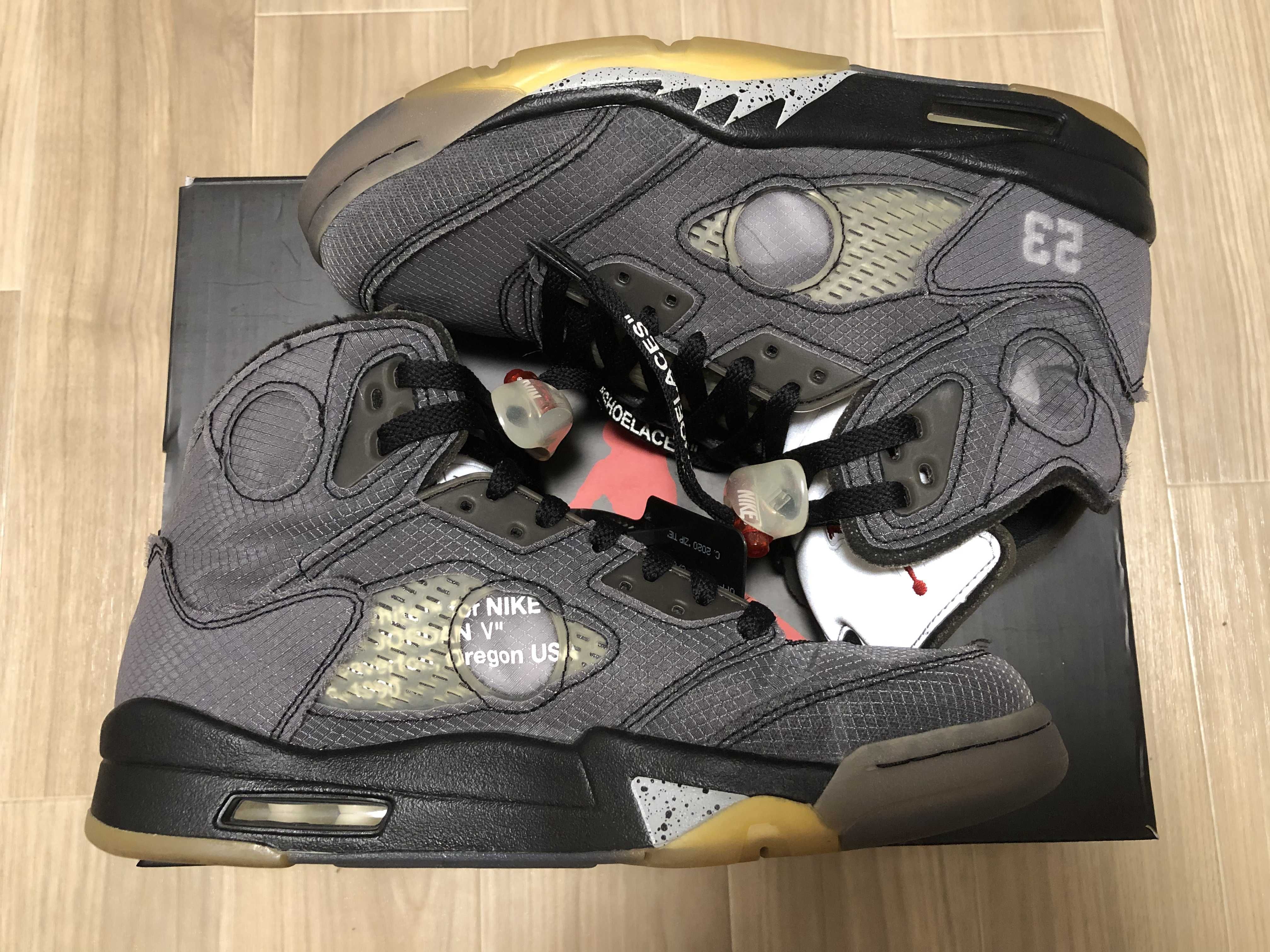 Off-White × Nike Air Jordan 5 "Black/Muslin/Fire Red"