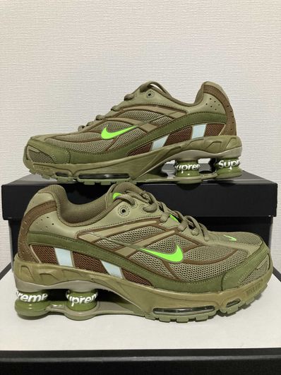 Supreme × Nike Shox Ride 2 "Neutral Olive/Electric Green-Pilgrim"