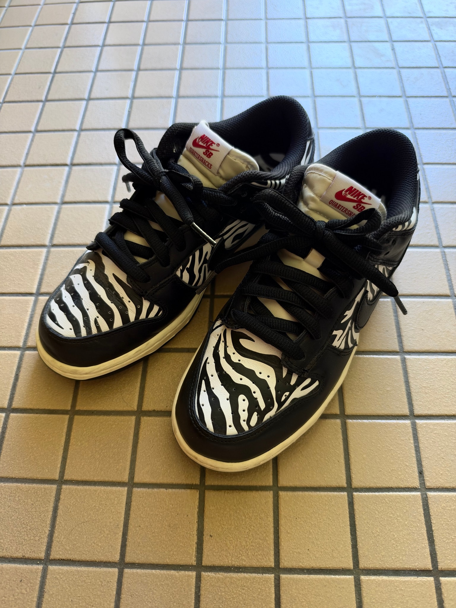 Quartersnacks × Nike SB Dunk Low "Zebra Cake/Safari"