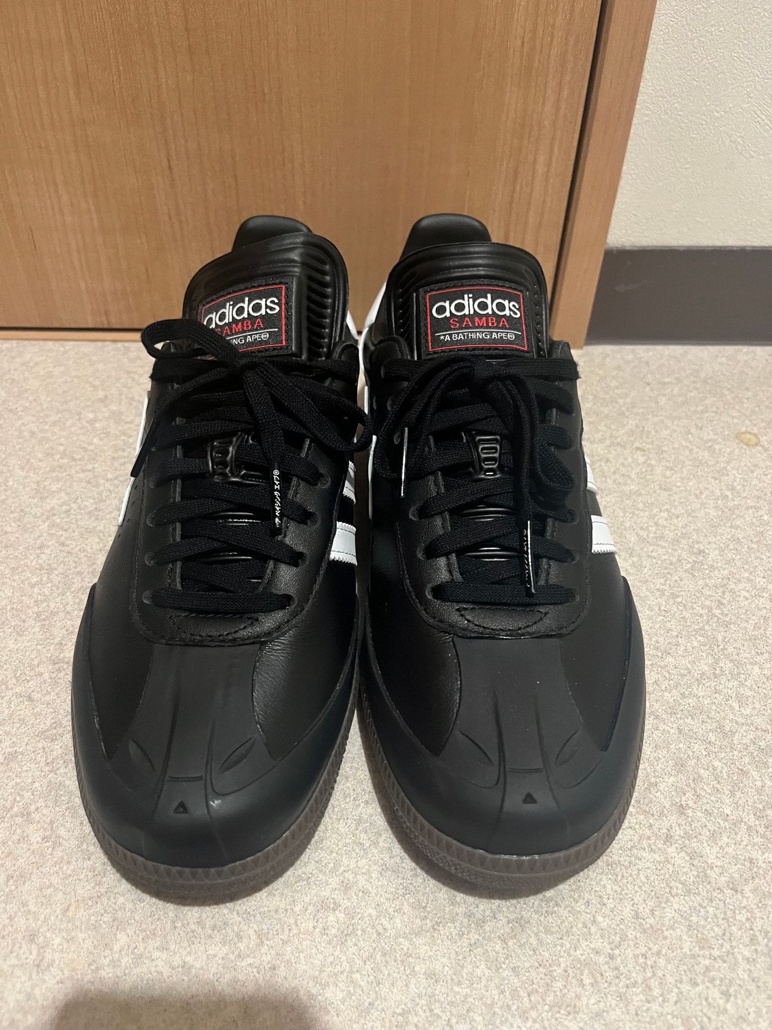 A BATHING APE × adidas Samba "Core Black/Cloud White/Gum"