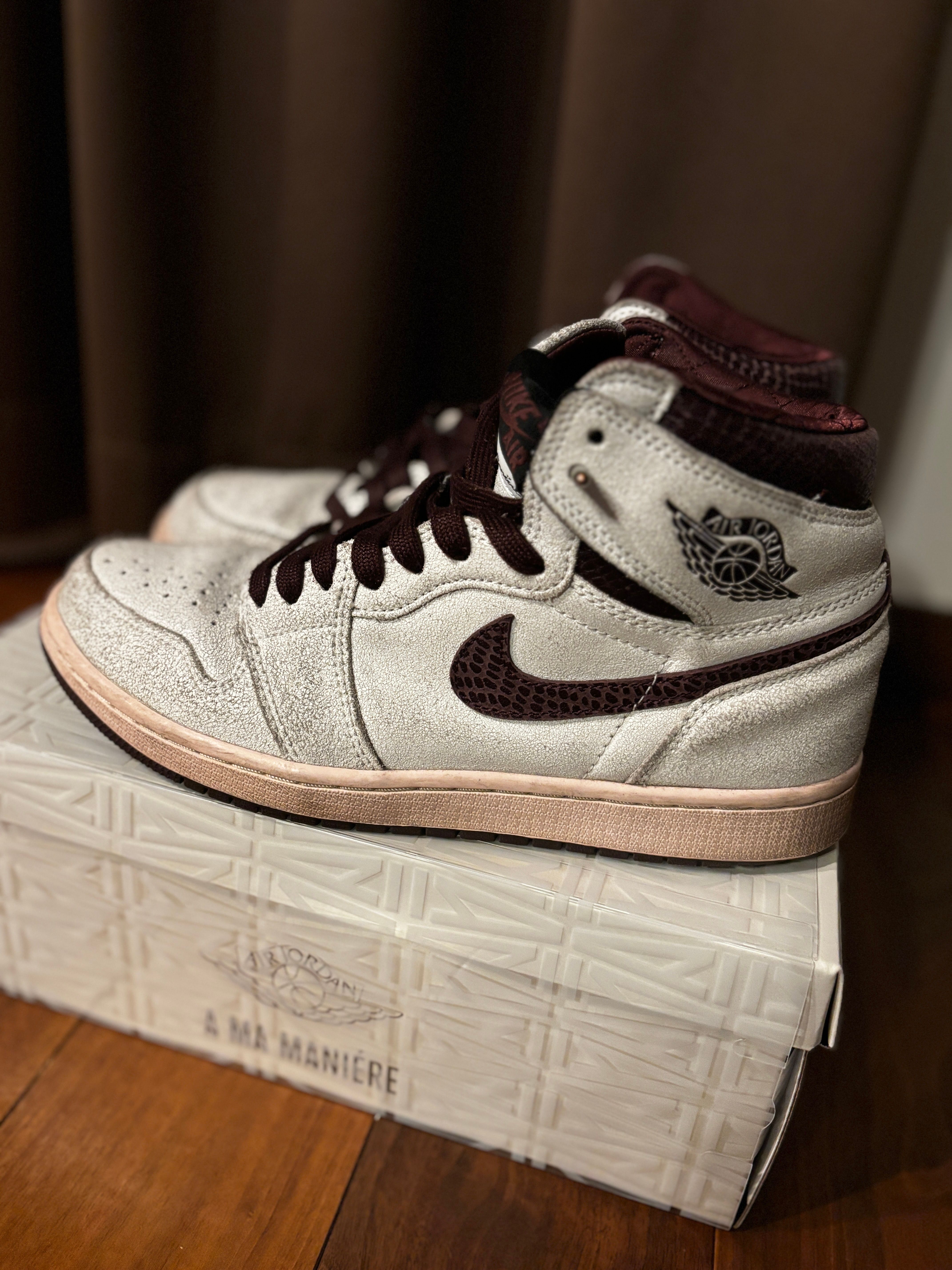 A Ma Maniere × Nike Air Jordan 1 Retro High OG "Sail and Burgundy"