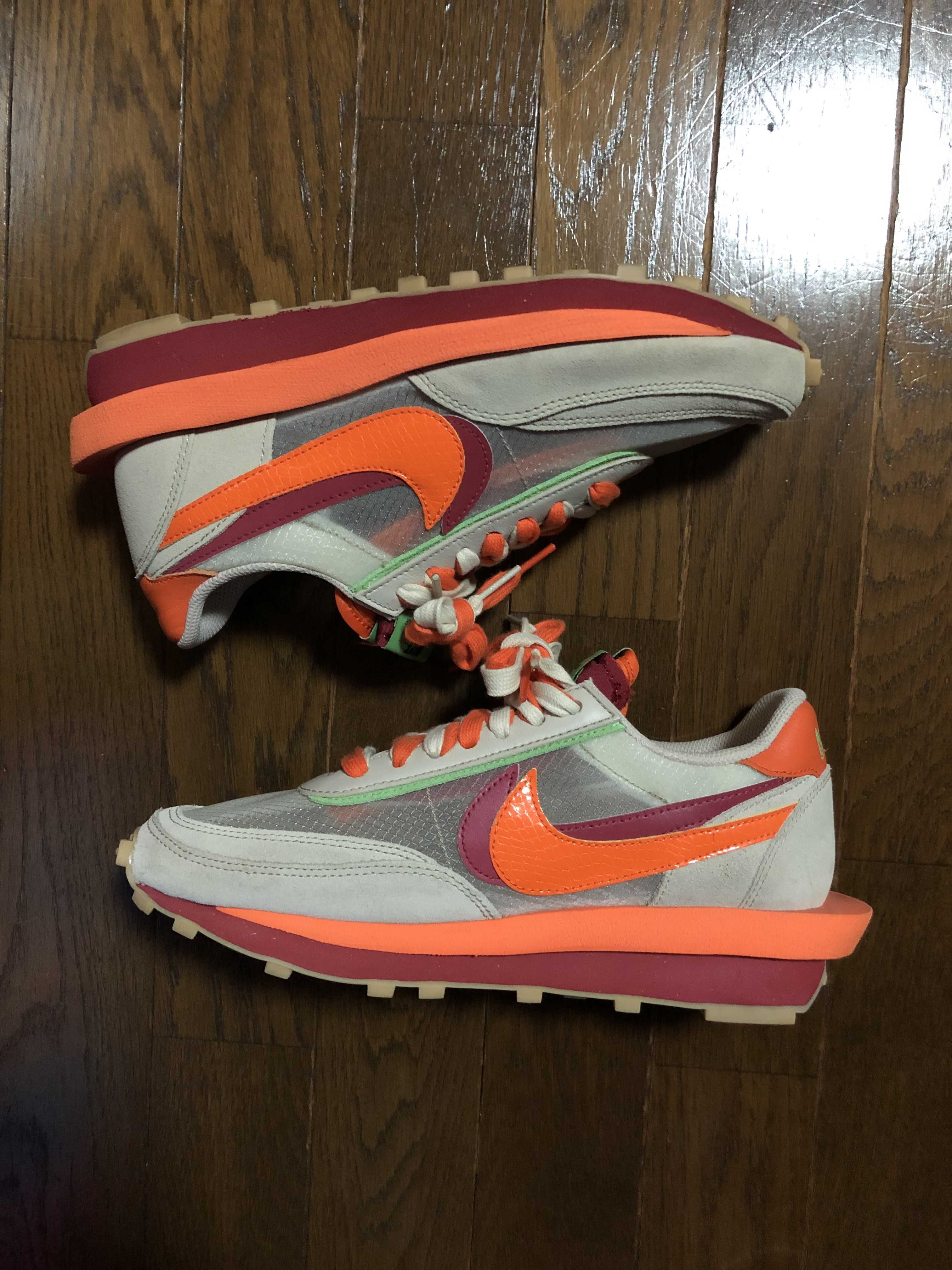 CLOT × Sacai × Nike LD Waffle "Orange Blaze"