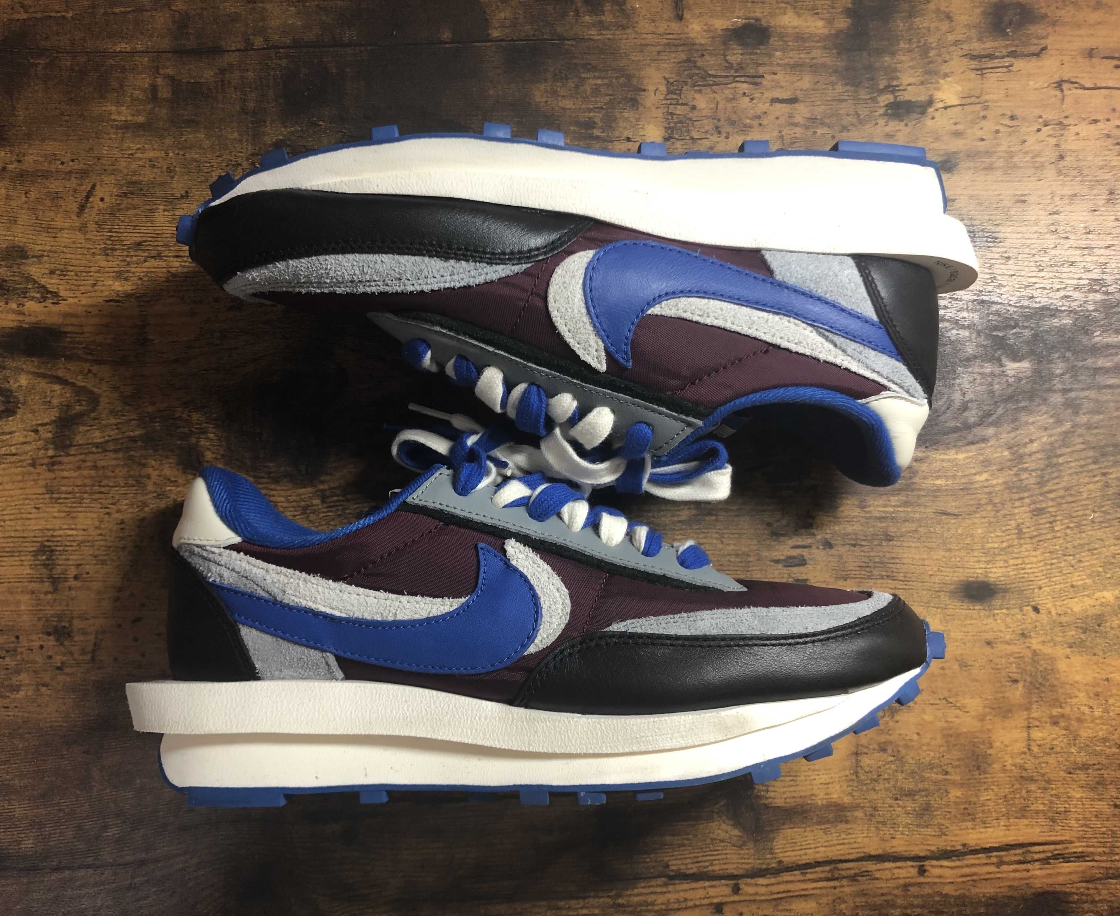 UNDERCOVER × sacai × Nike LD Waffle "Night Maroon/Pale Ivory-Ground Grey-Team Royal"