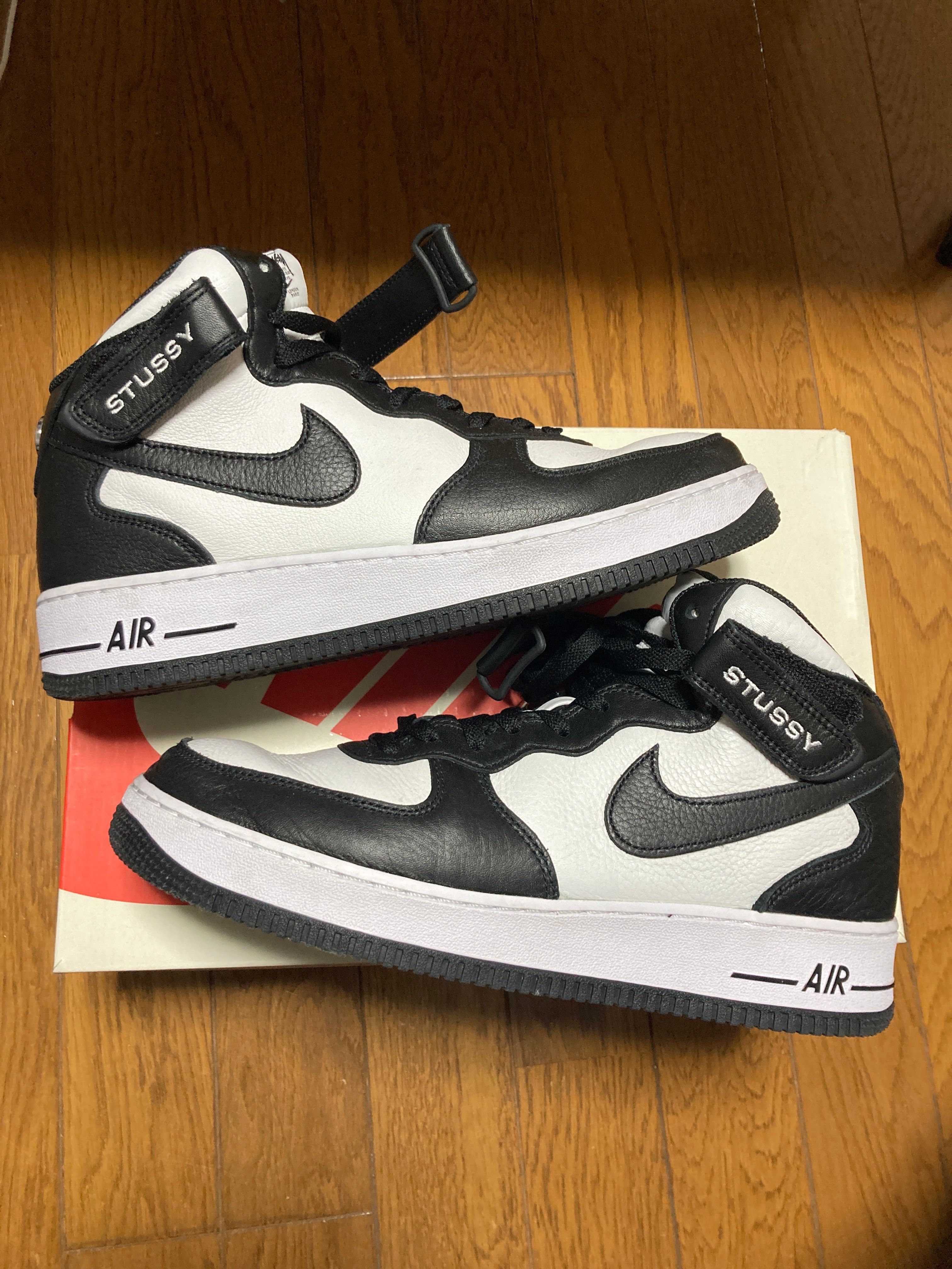 Stussy × Nike Air Force 1 Mid "Black and Light Bone"
