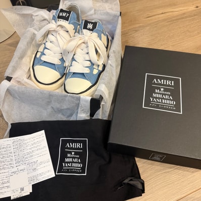 AMIRI × Maison MIHARA YASUHIRO PETERSON OG Sole Canvas Low-top Sneaker "Bones/Blue"