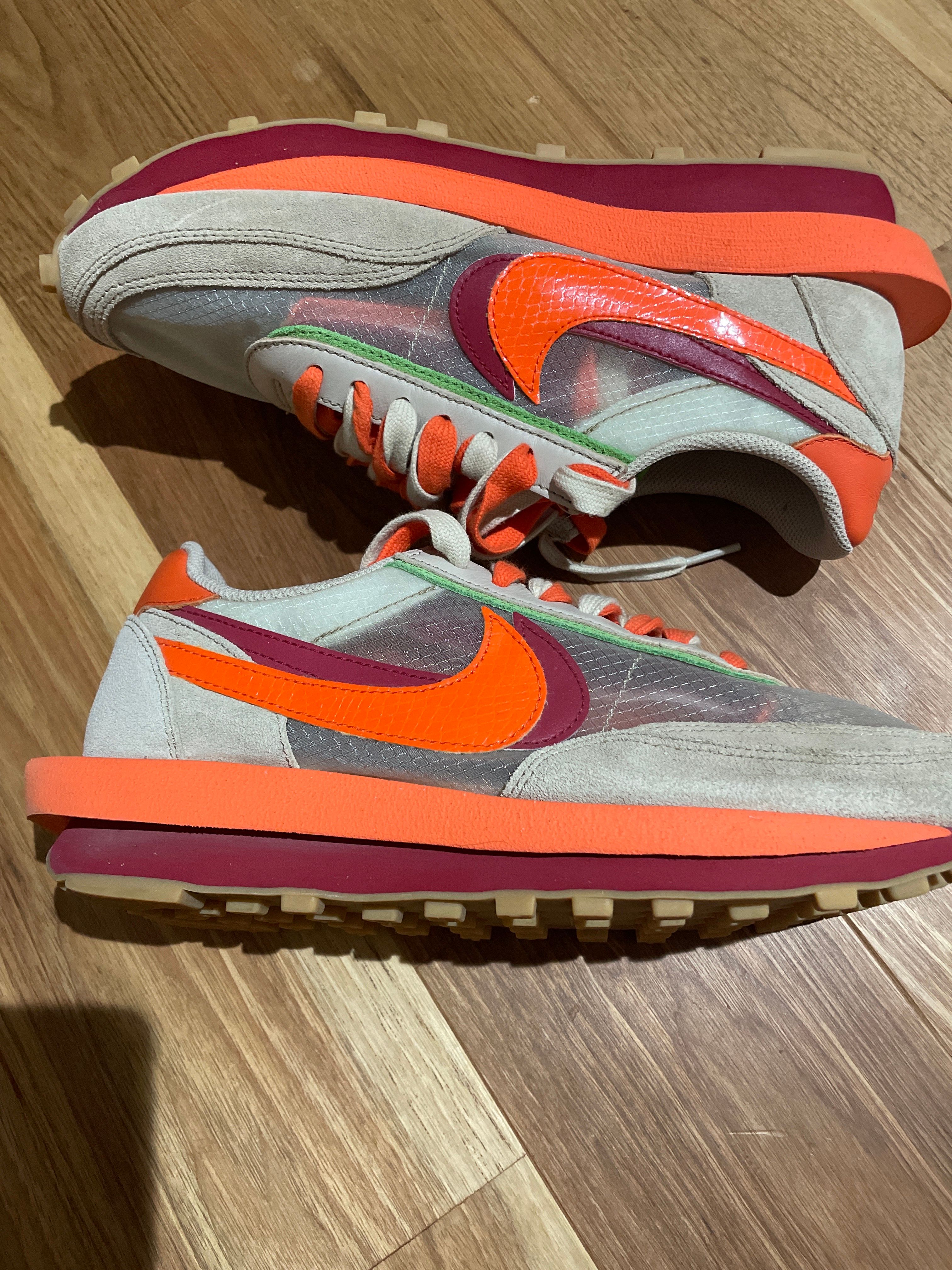 CLOT × Sacai × Nike LD Waffle "Orange Blaze"