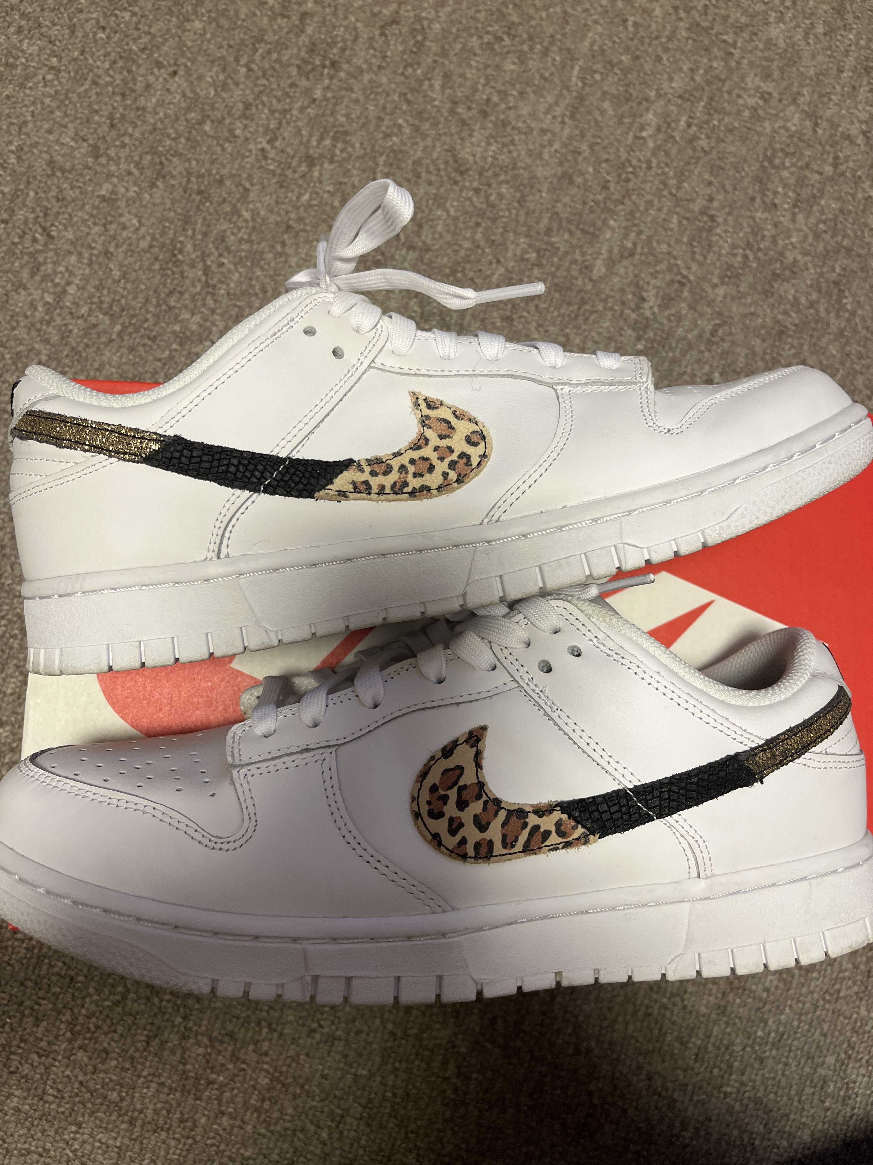Nike Women's Dunk Low SE "White/Animal Swoosh/Safari"