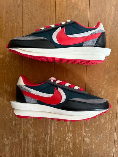 UNDERCOVER × sacai × Nike LD Waffle "Midnight Spruce/Pale Ivory-Dark Grey-University Red"