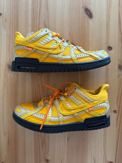 Off-White × Nike Air Rubber Dunk "University Gold"