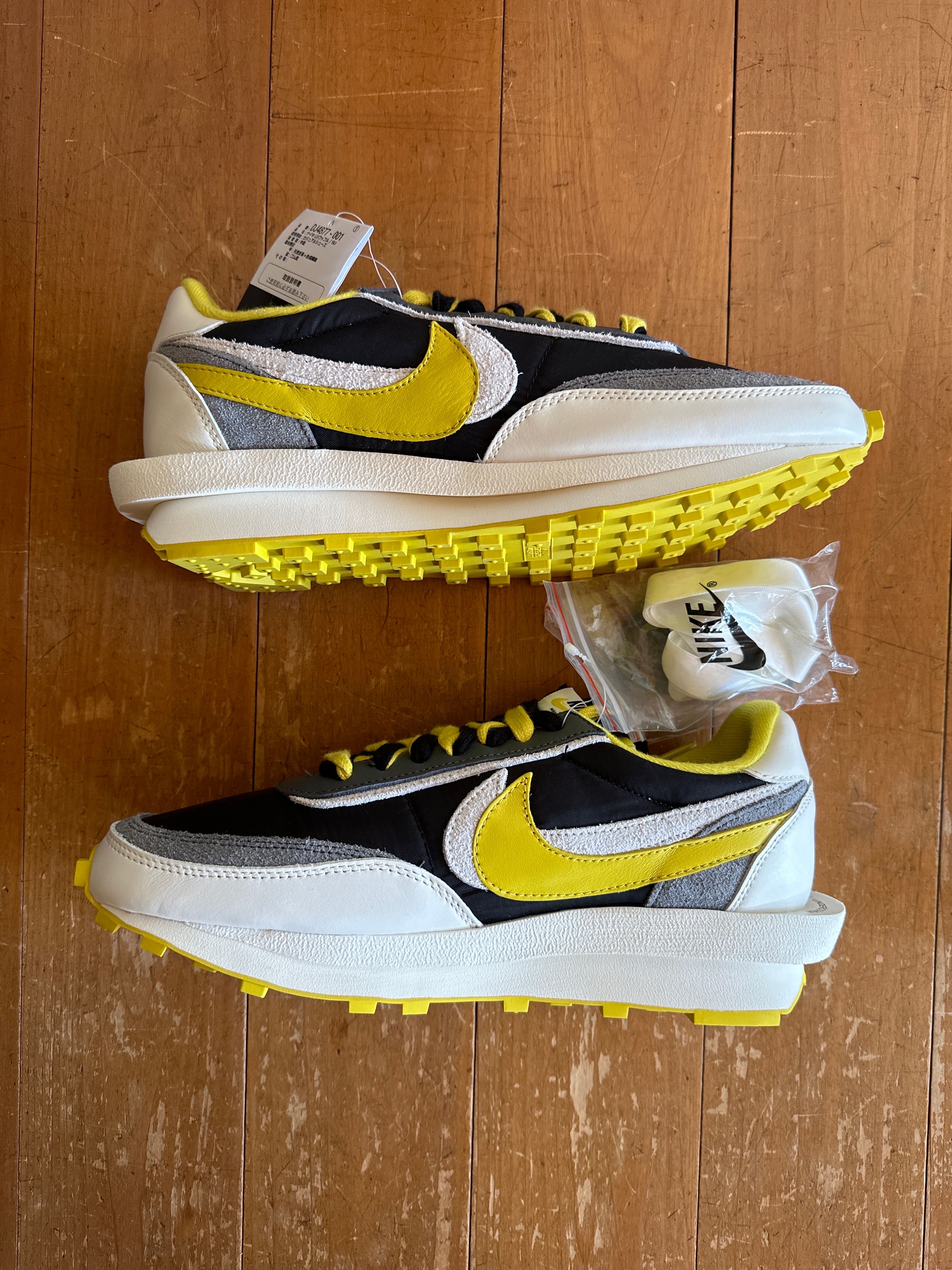 UNDERCOVER × sacai × Nike LD Waffle "Black/Sail-Dark Grey-Bright Citron"
