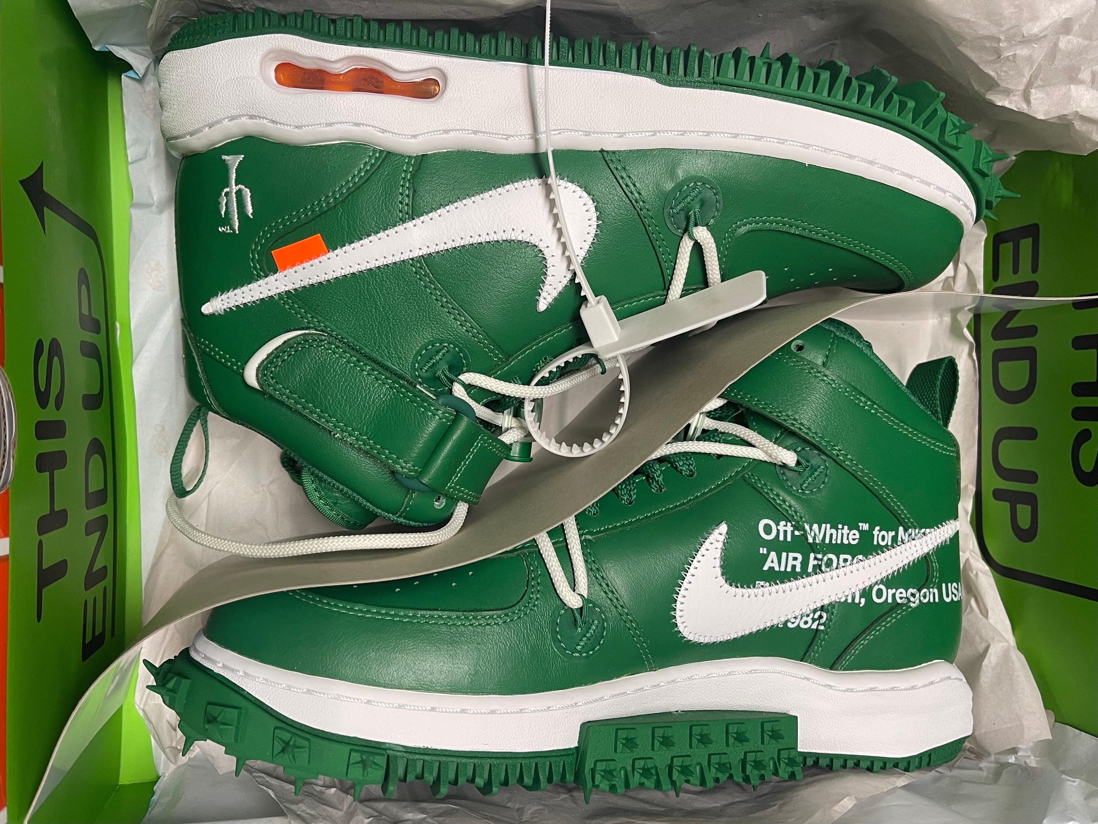 Off-White × Nike Air Force 1 Mid SP LTHR "Pine Green"