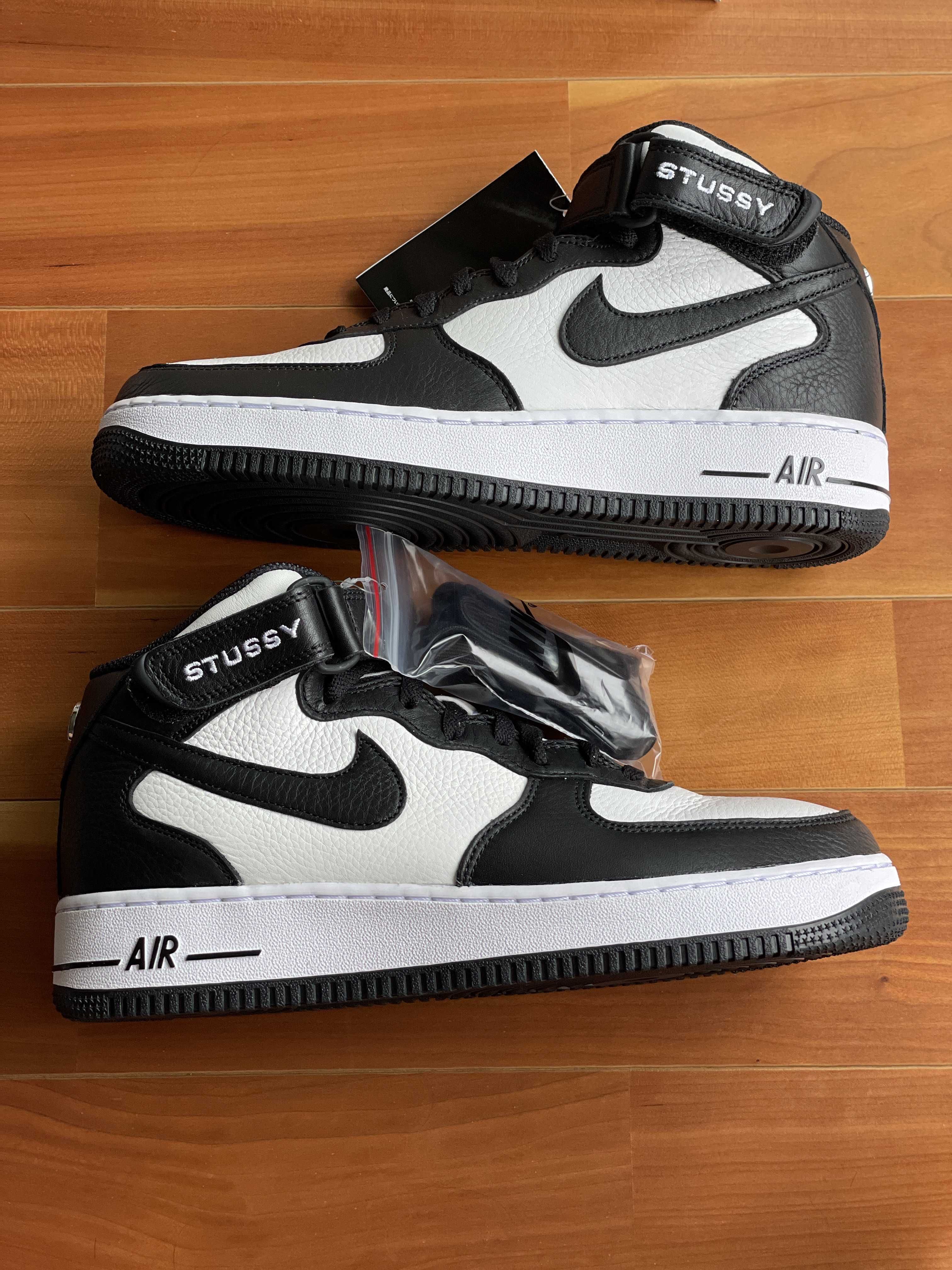 Stussy × Nike Air Force 1 Mid "Black and Light Bone"