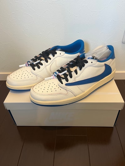 Travis Scott × fragment design × Nike Air Jordan 1 Low OG "Sail/Military Blue"