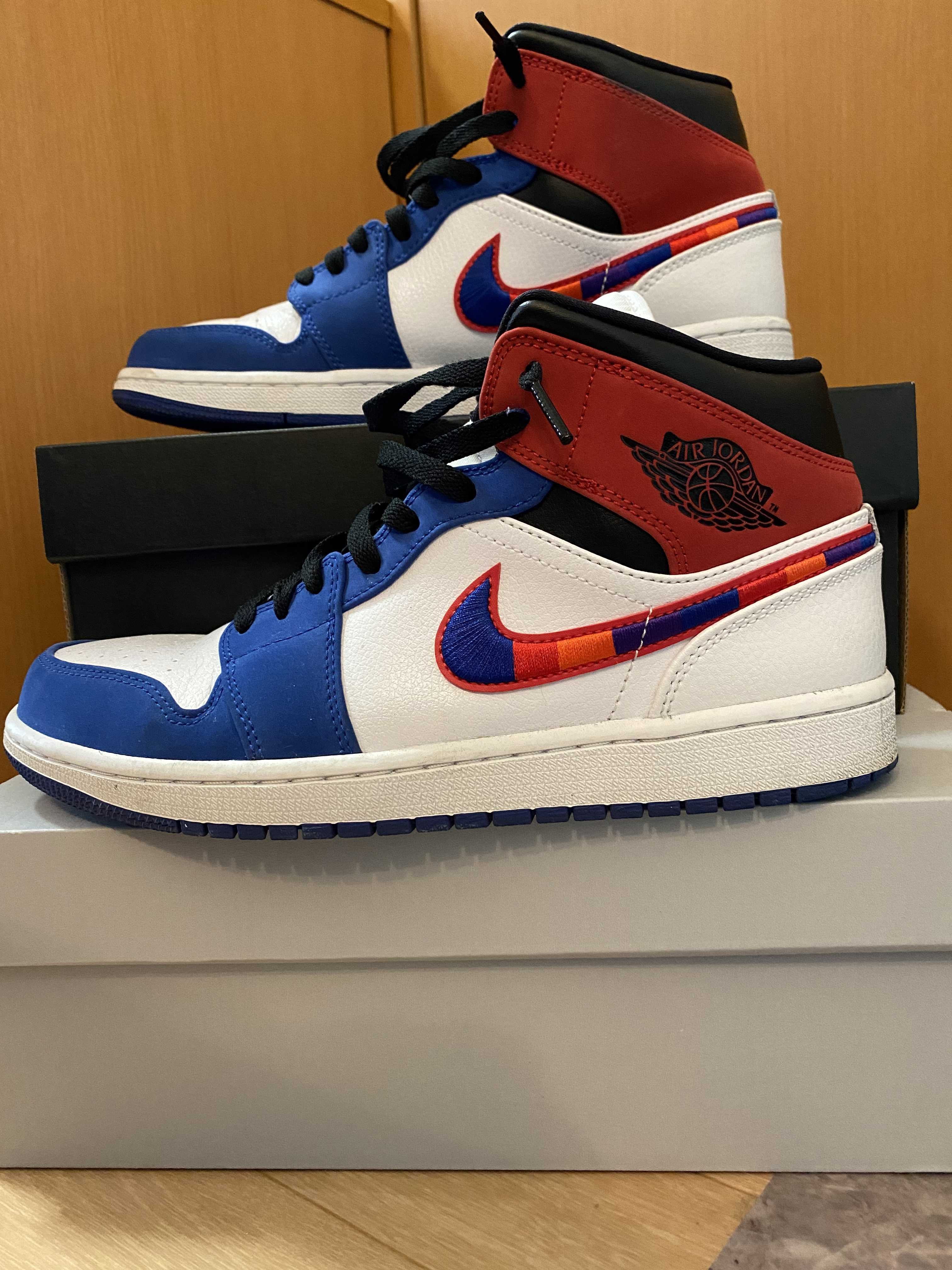NIKE AIR JORDAN 1 MID "WHITE/BLUE/RED"