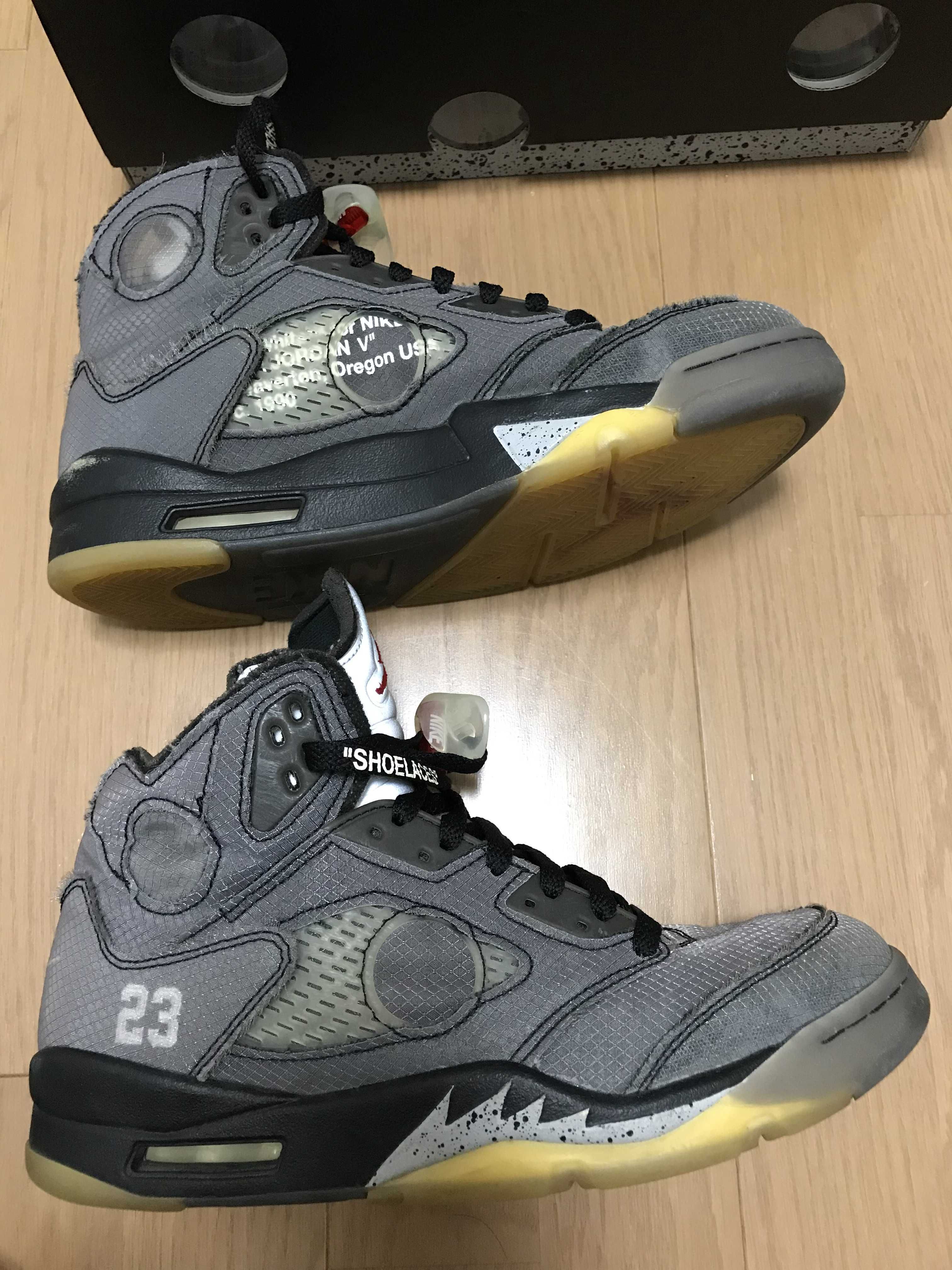 Off-White × Nike Air Jordan 5 "Black/Muslin/Fire Red"