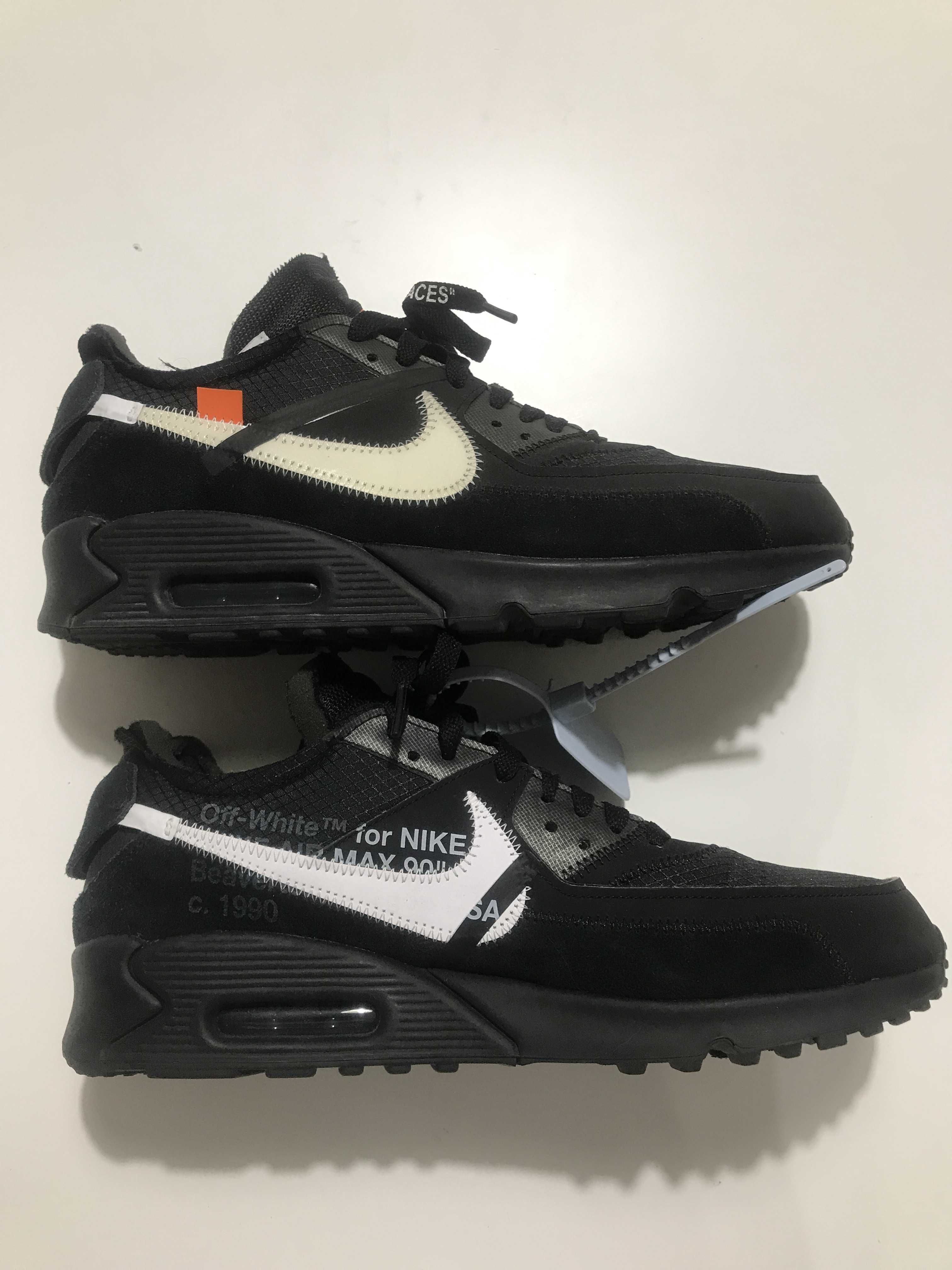 Off-White × Nike Air Max 90 "Black/Black-Cone-White"
